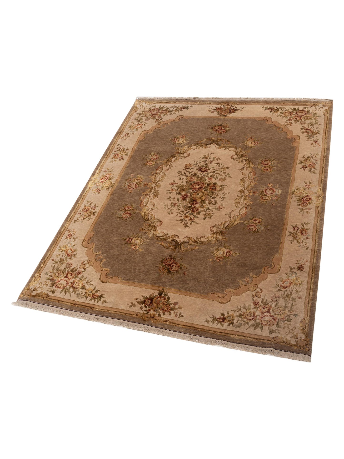 Imperial Silk 103791 Tobacco Beige 7.10x9.10 Hand Knotted Rug