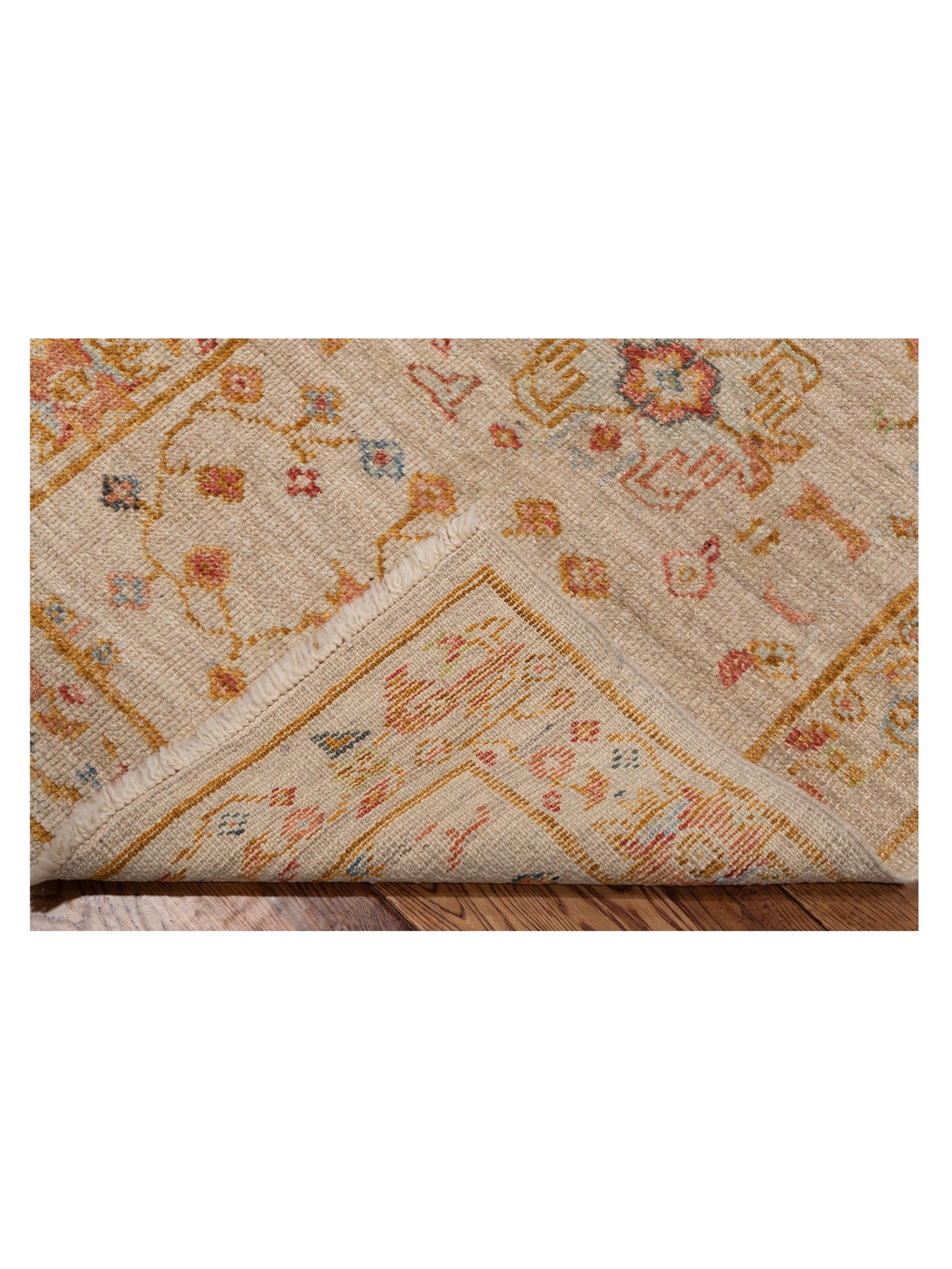 Angora Oushak 146516 Ivory Silver 2.7x11.7 Hand Knotted Rug