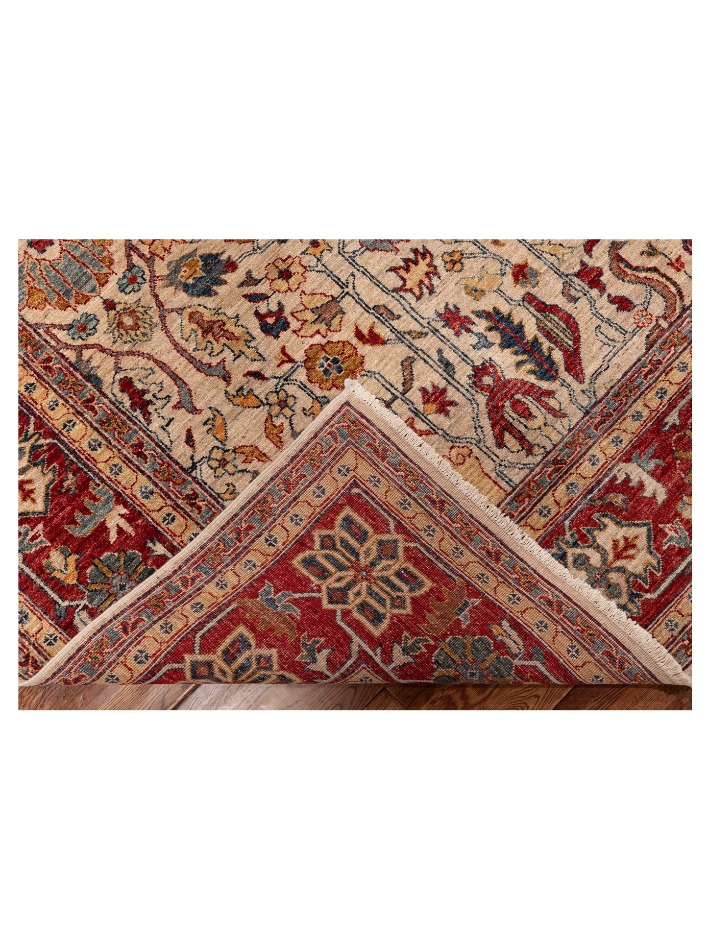Elvan Nilay Beige Red 8.2x9.9 Hand Knotted Rug