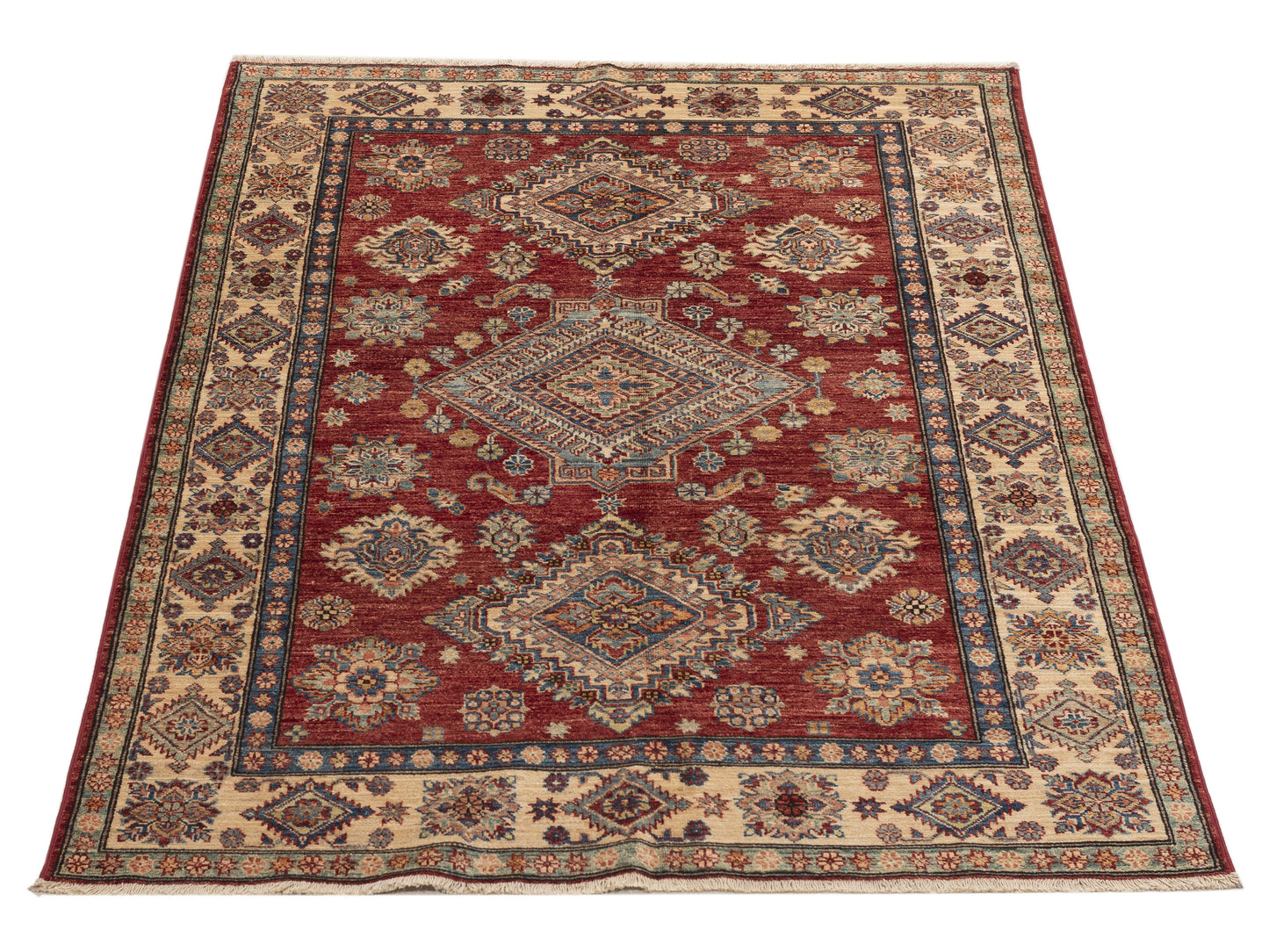 Artisan Kazak 151252 Red Ivory 4.8x6.11 Hand Knotted Rug