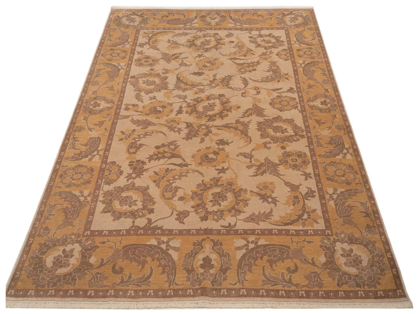 Antique Loom 117150 Beige Gold 8.2x10.1 Hand Knotted Rug