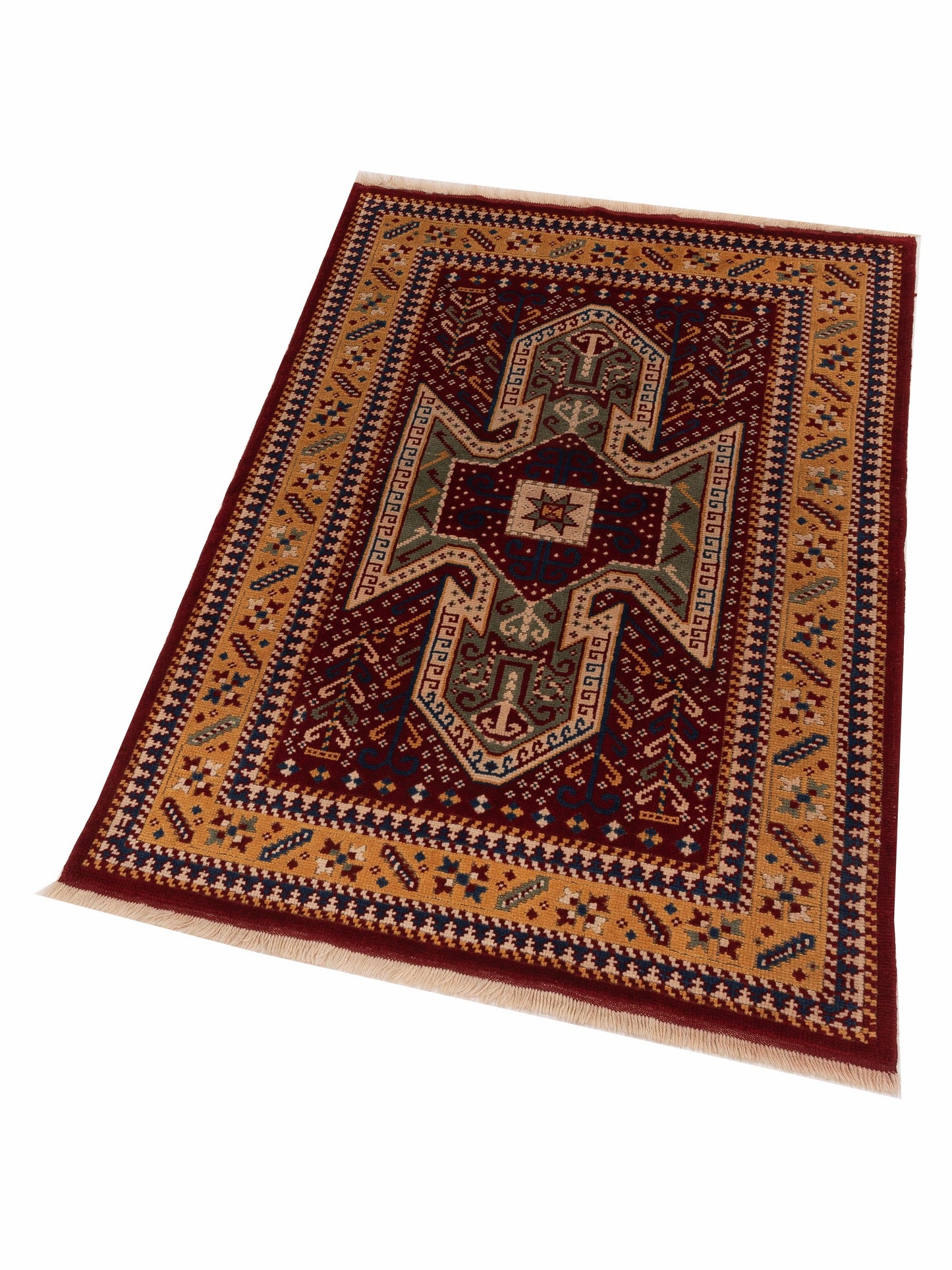 Turkish Shirwan 129685 Red Gold 4.2x6.1 Hand Knotted Rug