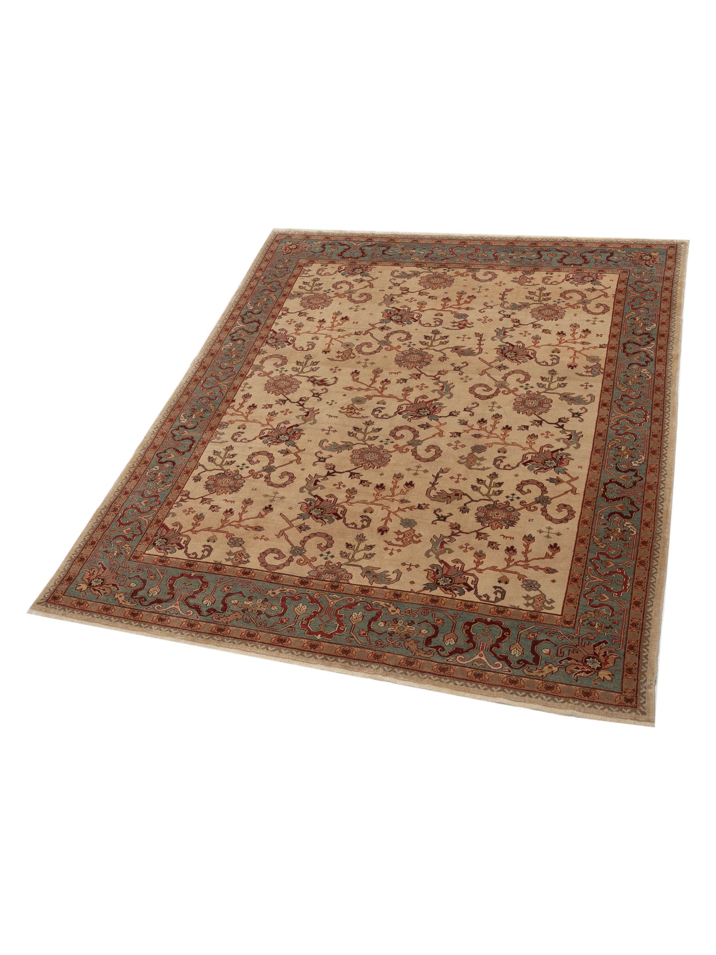 Antique Loom 147366 Ivory Blue 8.6x10 Hand Knotted Rug