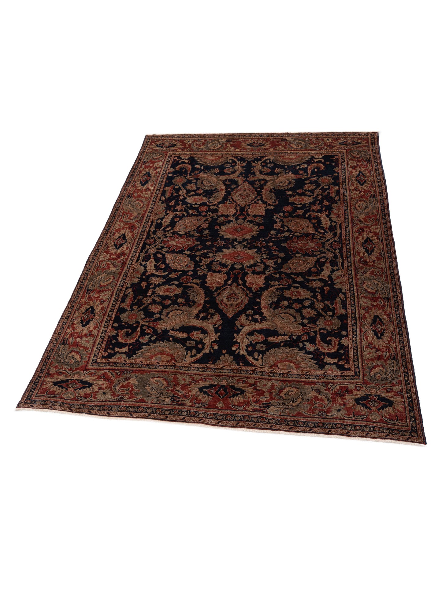 Turkish Elvan 68367 Navy Red 8.10x12.3 Hand Knotted Rug