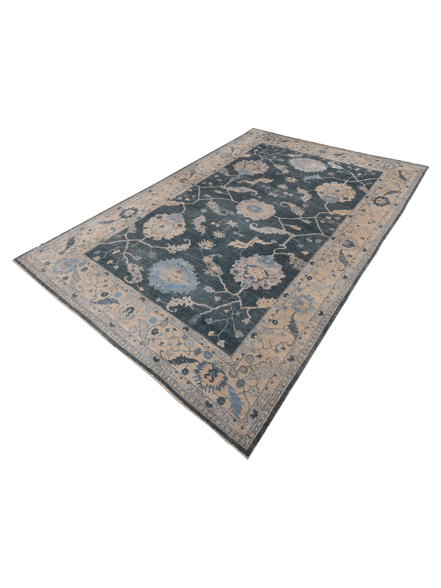 Angora Oushak 154951 Blue Ivory 12x17.5 Hand Knotted Rug