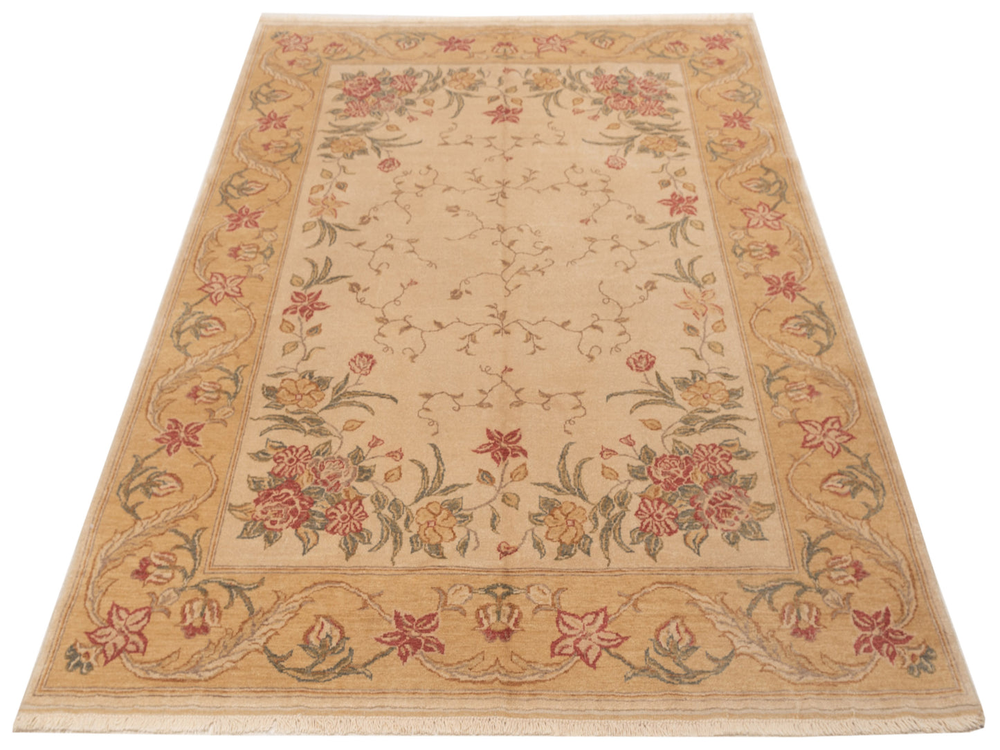 Antique Loom 82187 Ivory Gold 6.10x8.8 Hand Knotted Rug