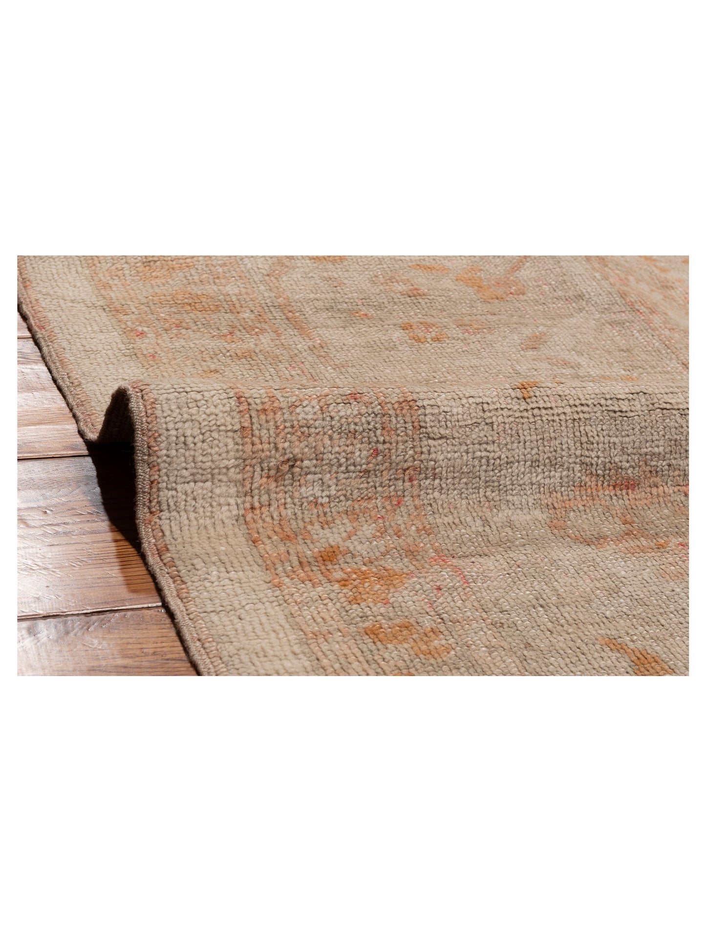 Antique Oushak 150798 Ivory 14.11x18.4 Hand Knotted Rug