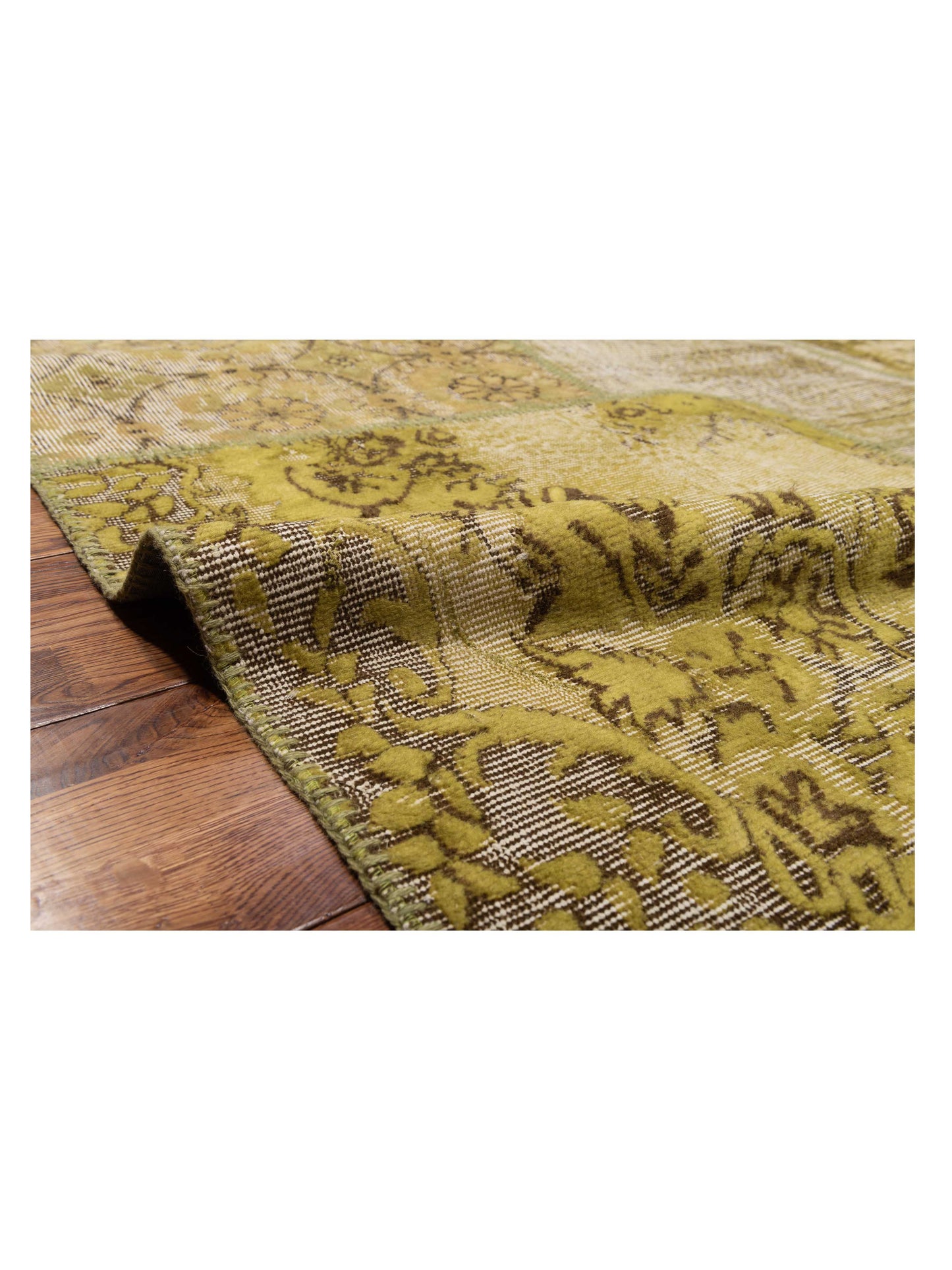 Turkish Vestige Patchwork 130952 Light Green 9x12 Hand Knotted Rug