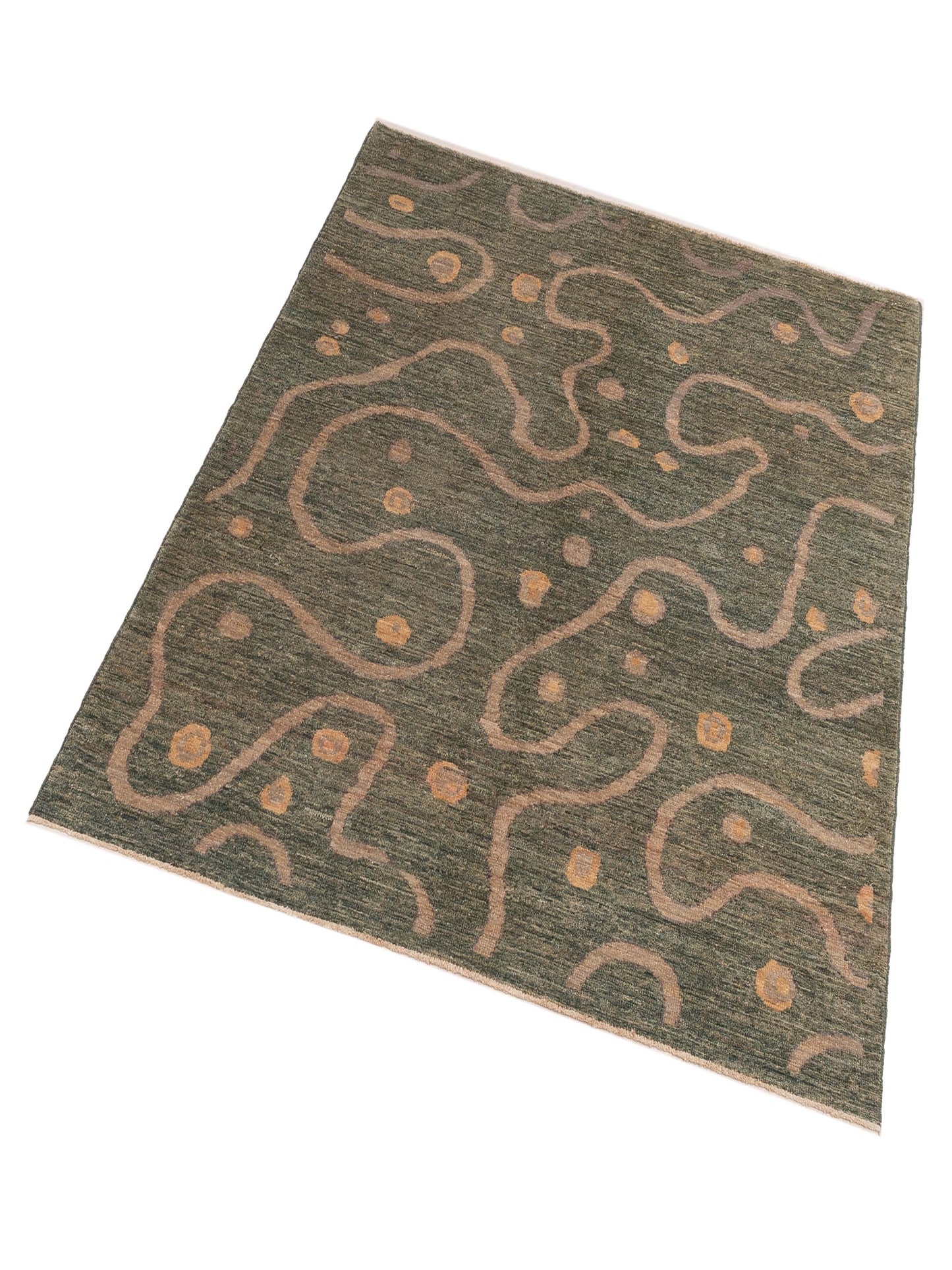 Gabbeh 97096 Green 6.6x7.10 Hand Knotted Rug