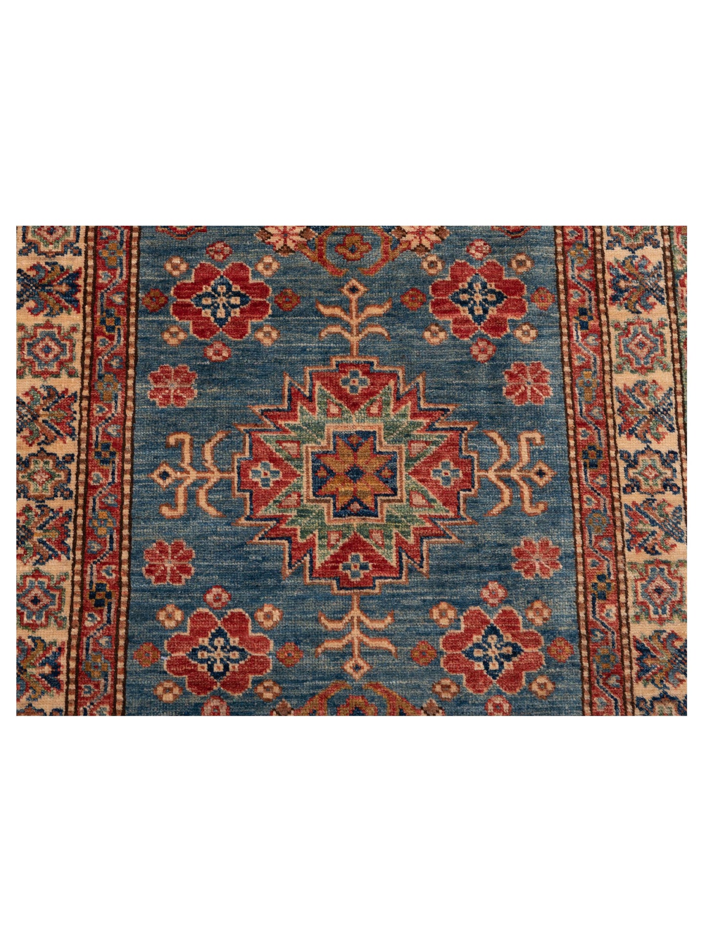 Artisan Kazak 148947 Blue Ivory 3x4.2 Hand Knotted Rug