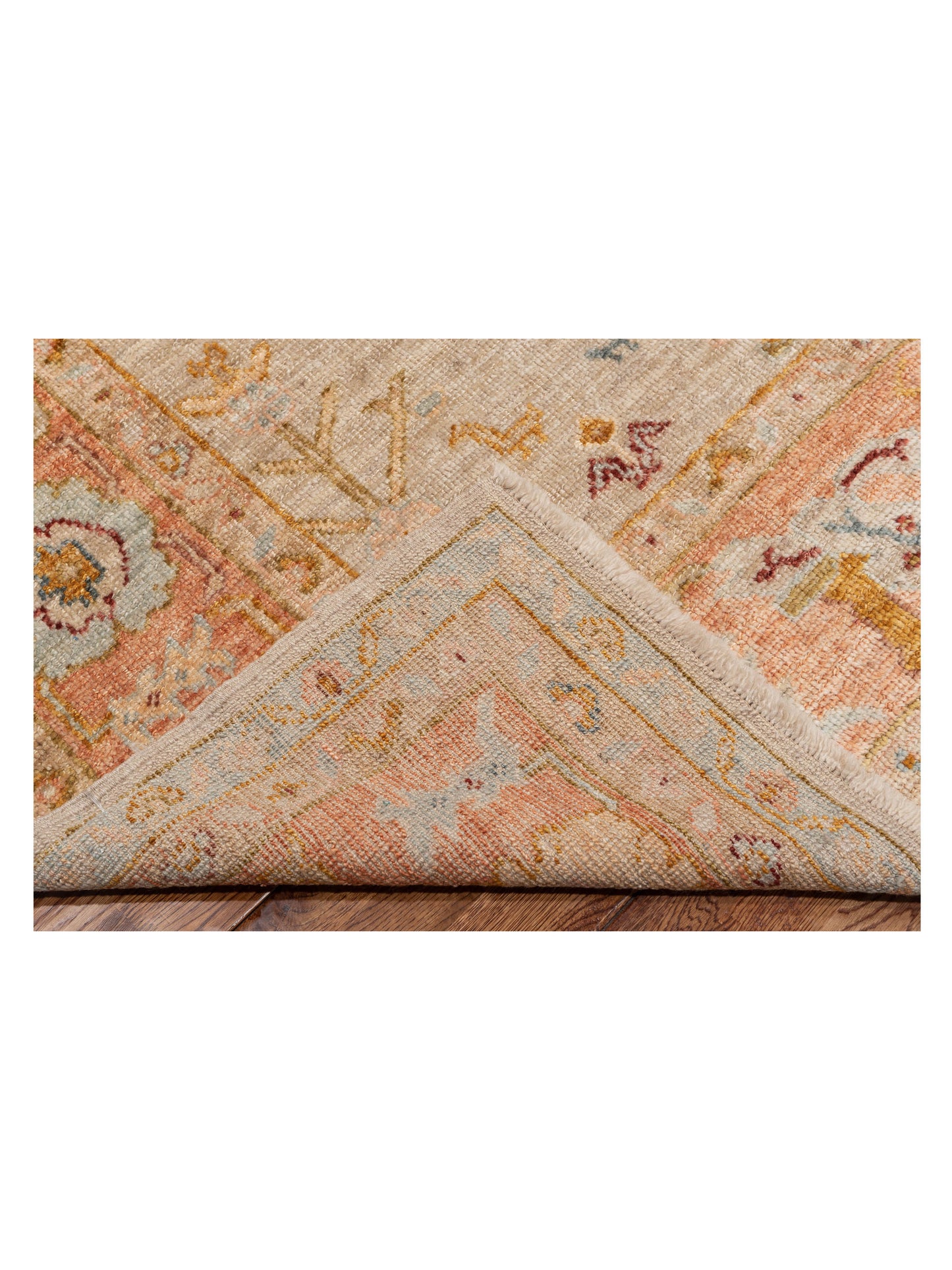 Angora Oushak 147132 Ivory Pink 8x9.8 Hand Knotted Rug