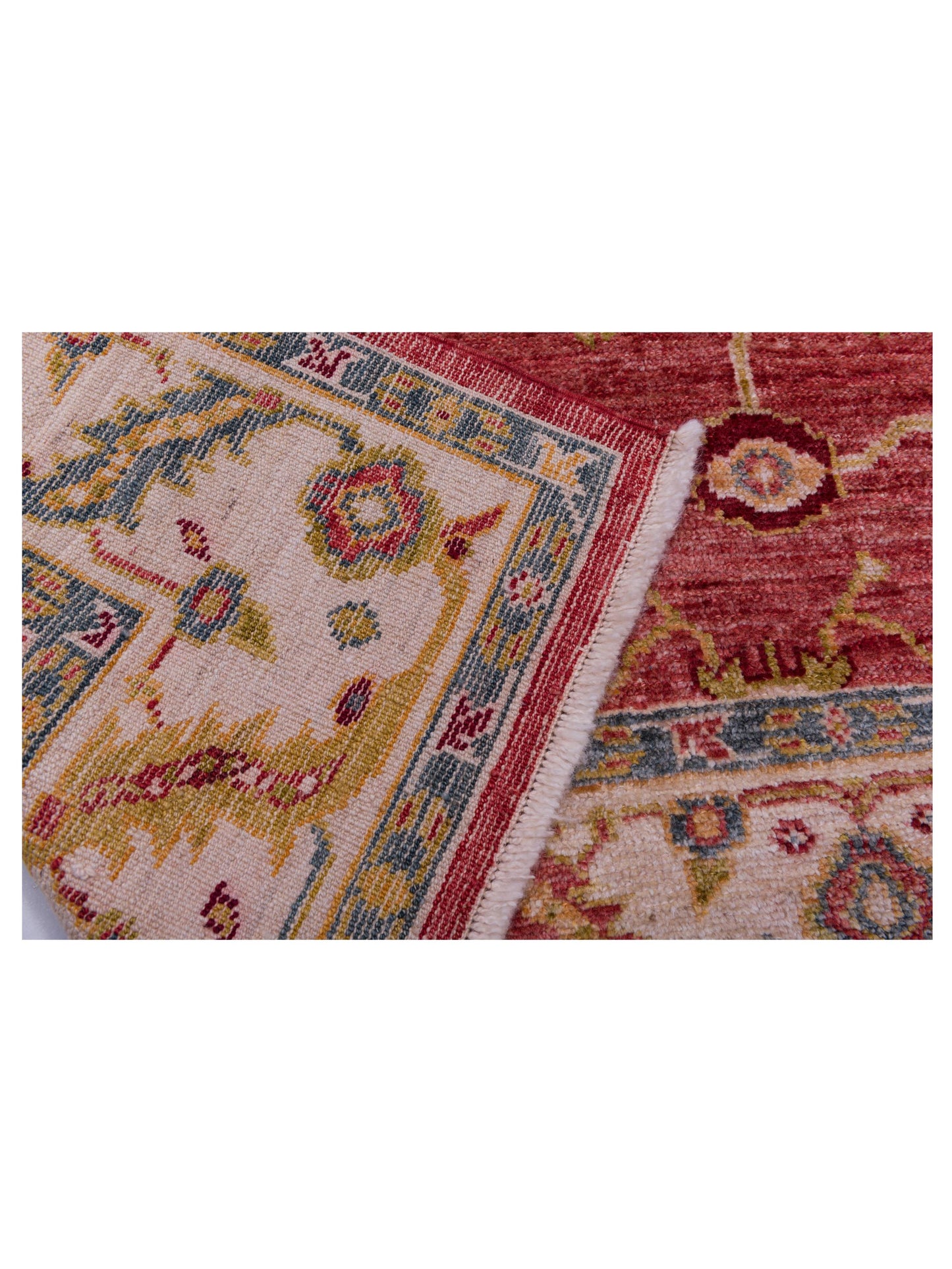 Angora Oushak 144637 Red Ivory 6.5x14.10 Hand Knotted Rug