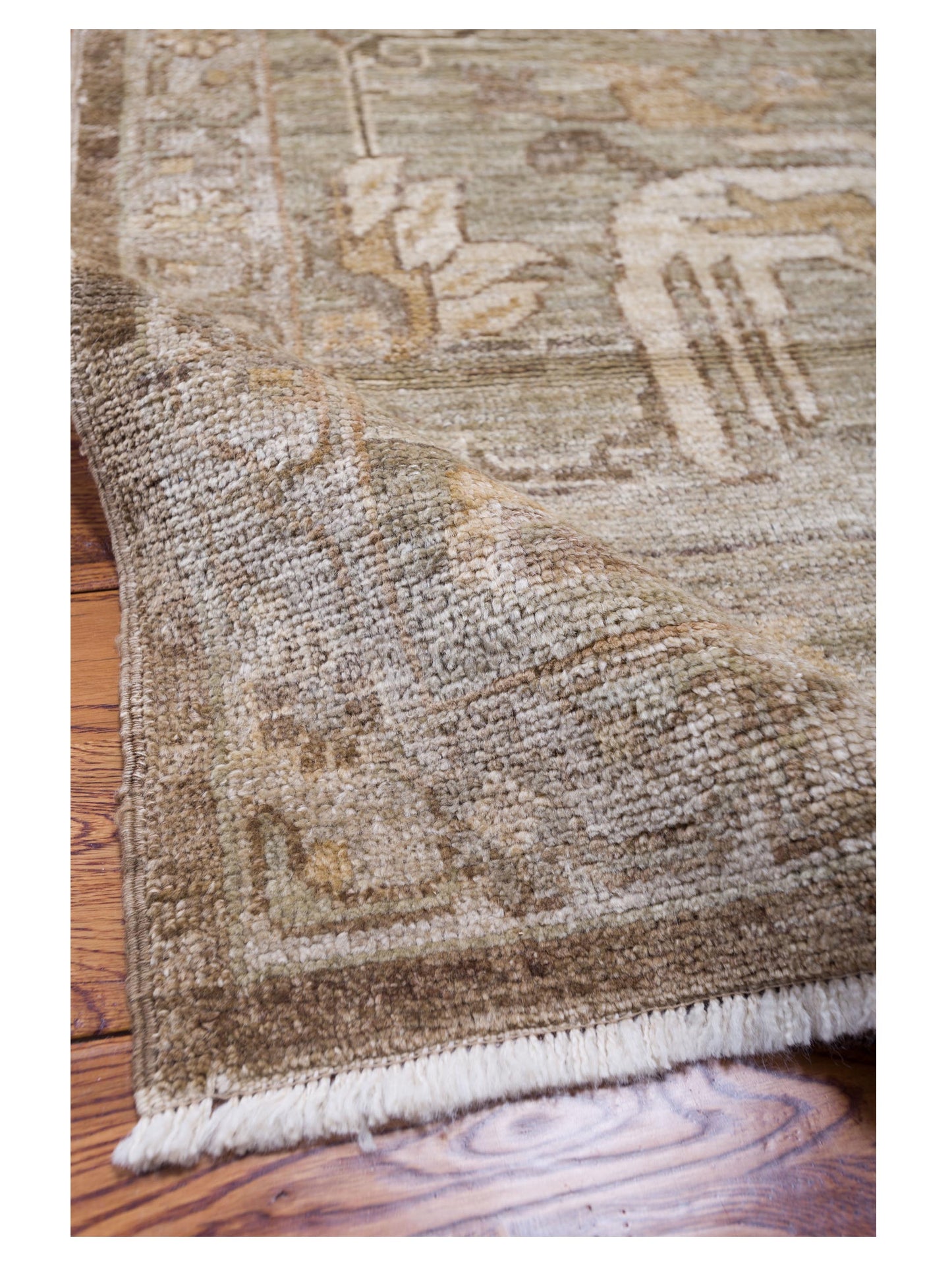 Angora Oushak 130261 Brown Green 14x20.8 Hand Knotted Rug