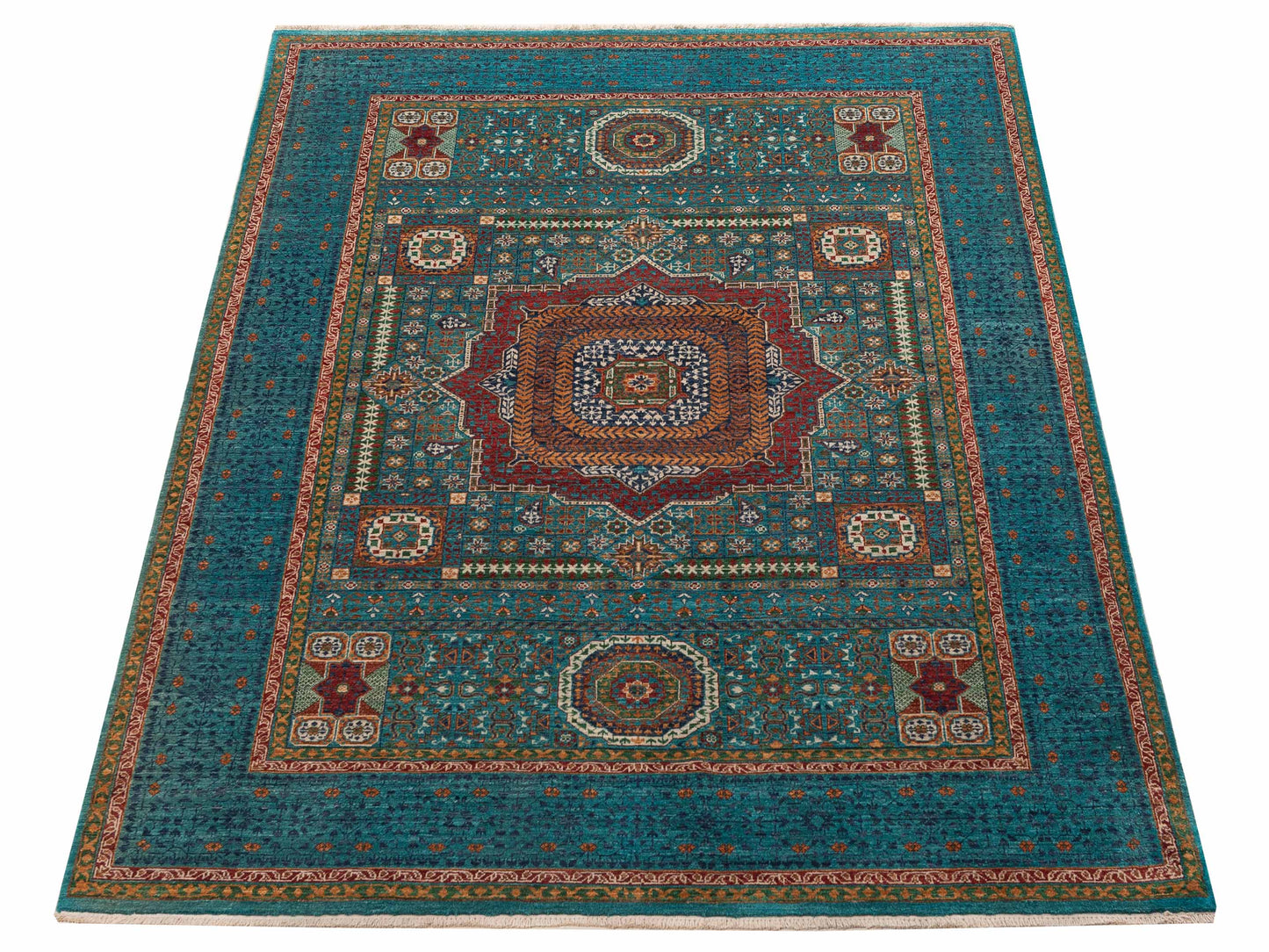 Artisan Mamluk 154745 Blue Blue 5.9x8.3 Hand Knotted Rug