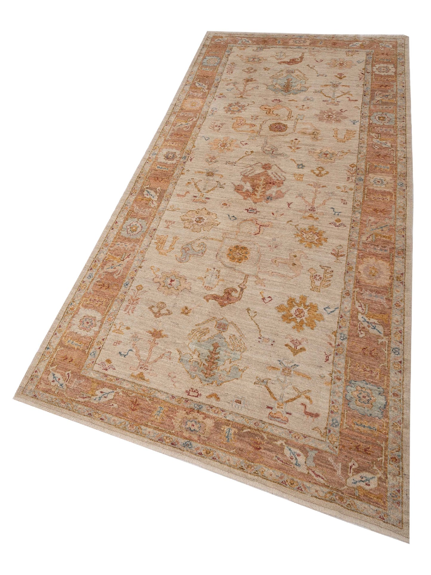 Angora Oushak 128455 Ivory Pink 6x13.10 Hand Knotted Rug