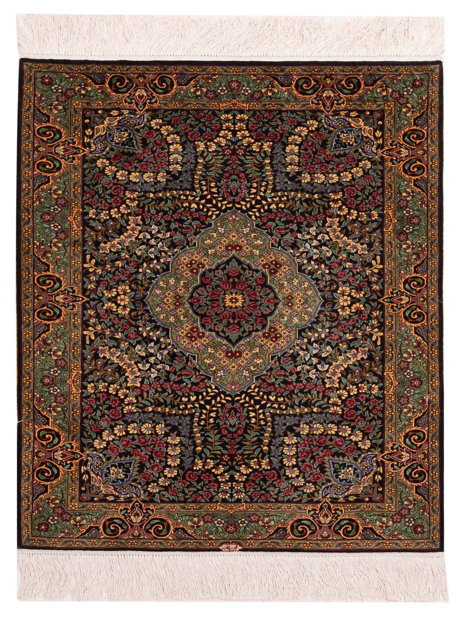 Pasha Pure Silk  Black Green Traditional