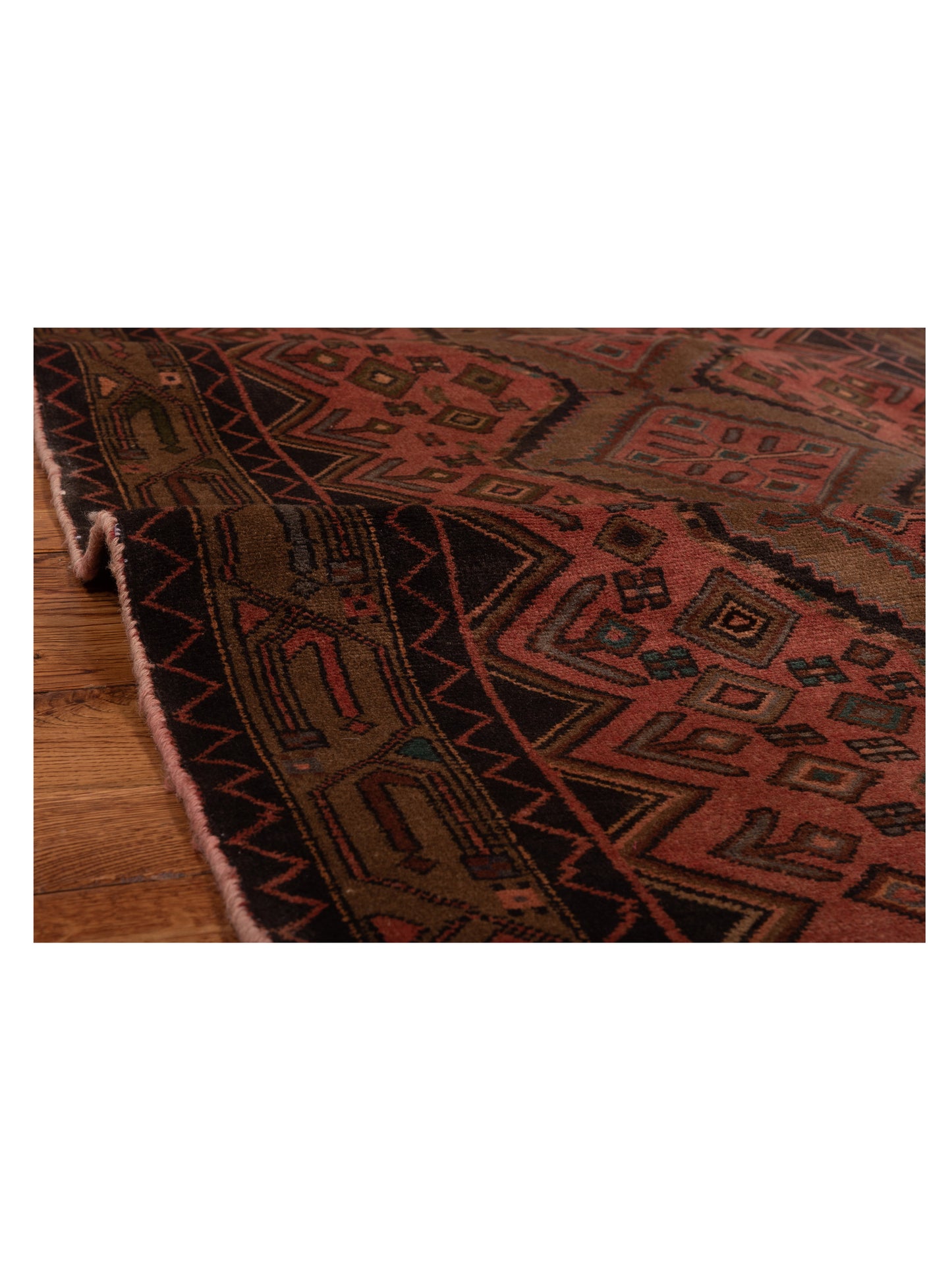 Persian 93441 Rust Brown 3.9x12.4 Hand Knotted Rug