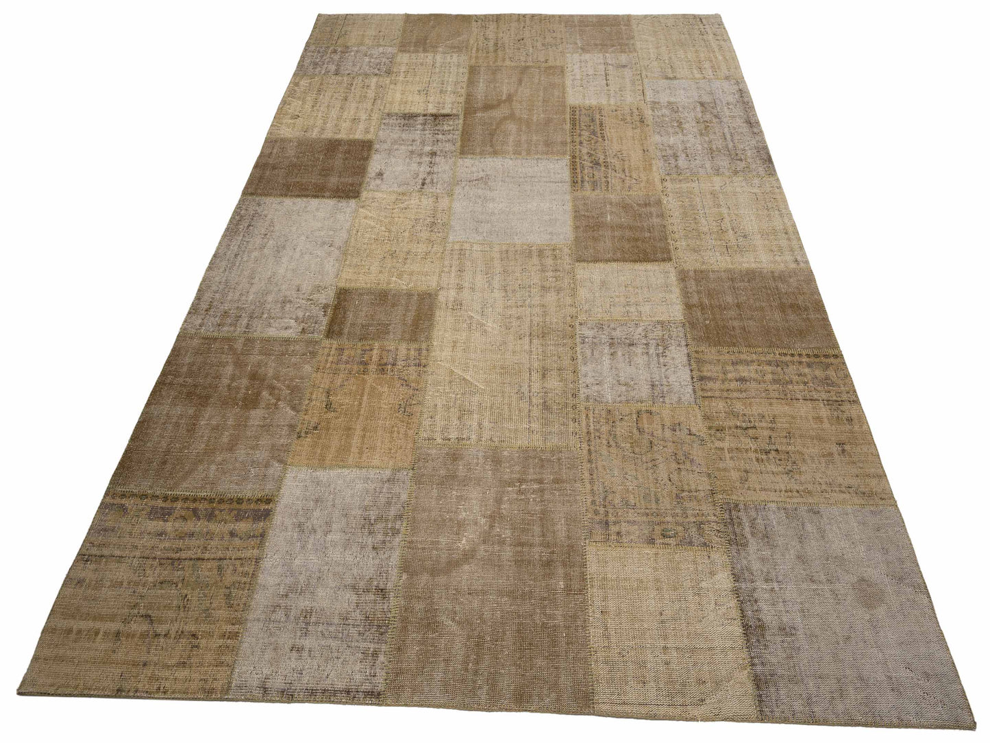 Turkish Vestige Patchwork 108973 Green 9.11x13.2 Hand Knotted Rug