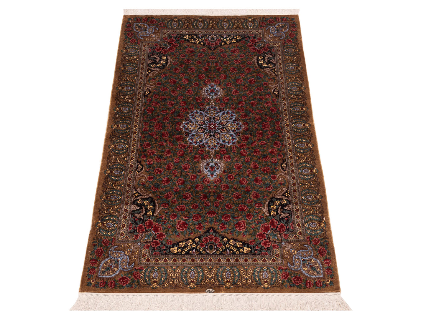 Pure Silk 122089 Gold Gold 3.1x5.2 Hand Knotted Rug