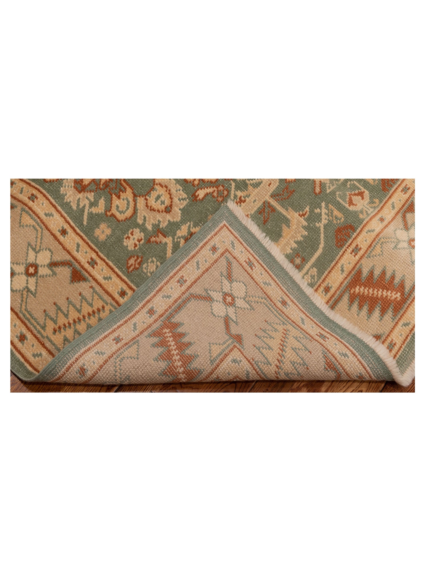 Anadol Oushak 145116 Green Ivory 5.3x6.8 Hand Knotted Rug