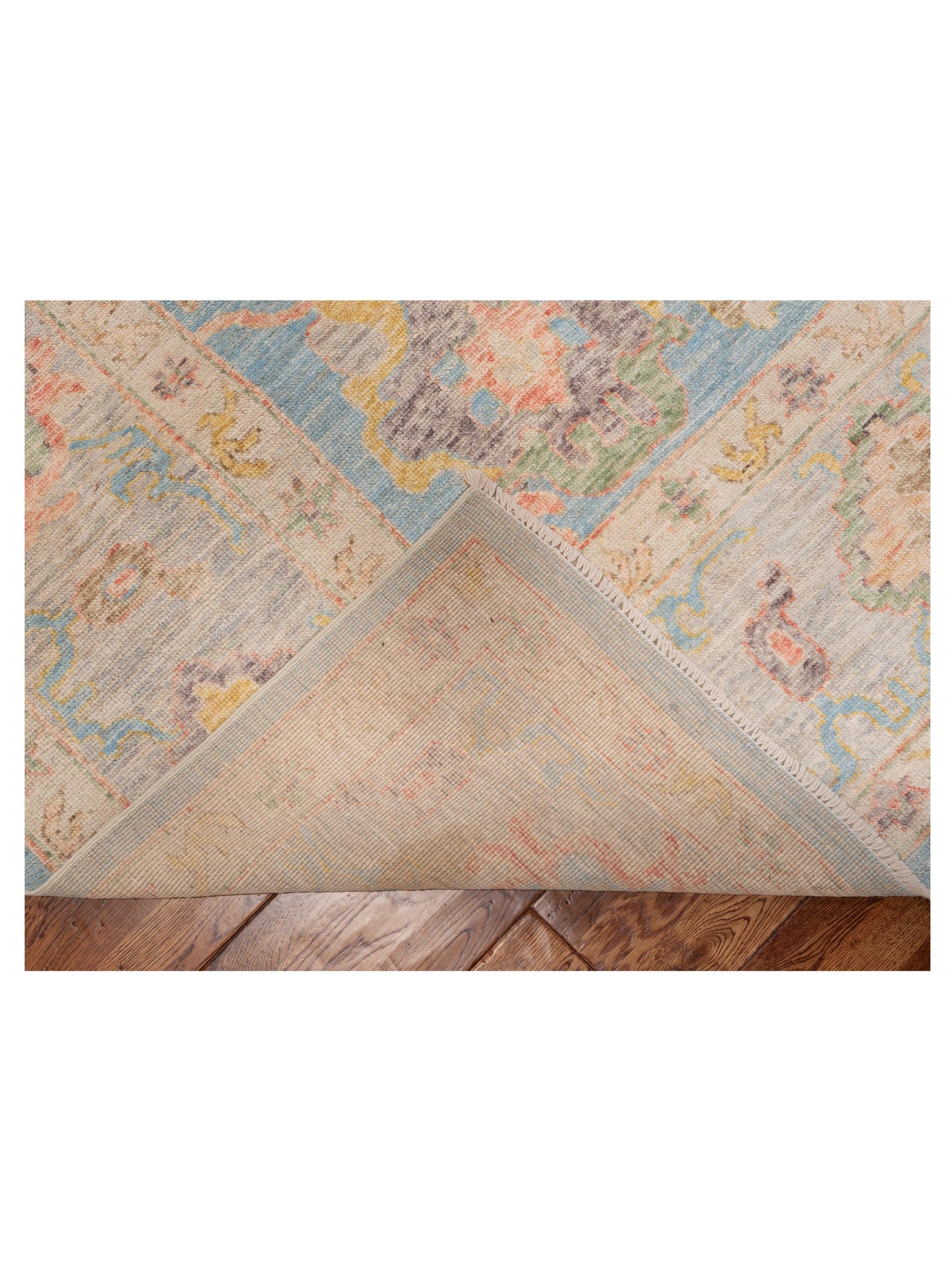 Anadol Oushak 151548 Light Blue Cream 10x13.7 Hand Knotted Rug