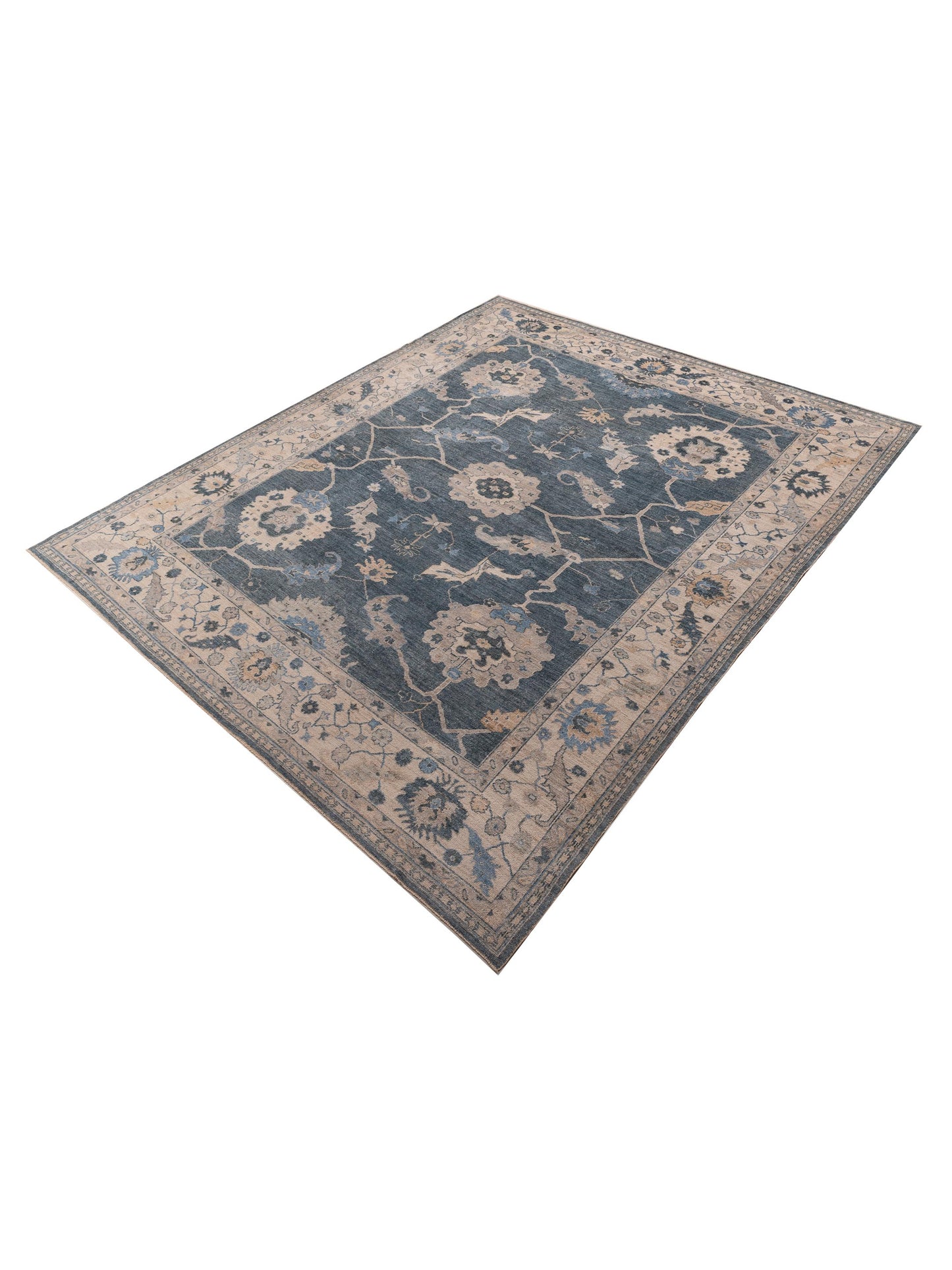 Angora Oushak 156286 Blue Ivory 12x14.9 Hand Knotted Rug