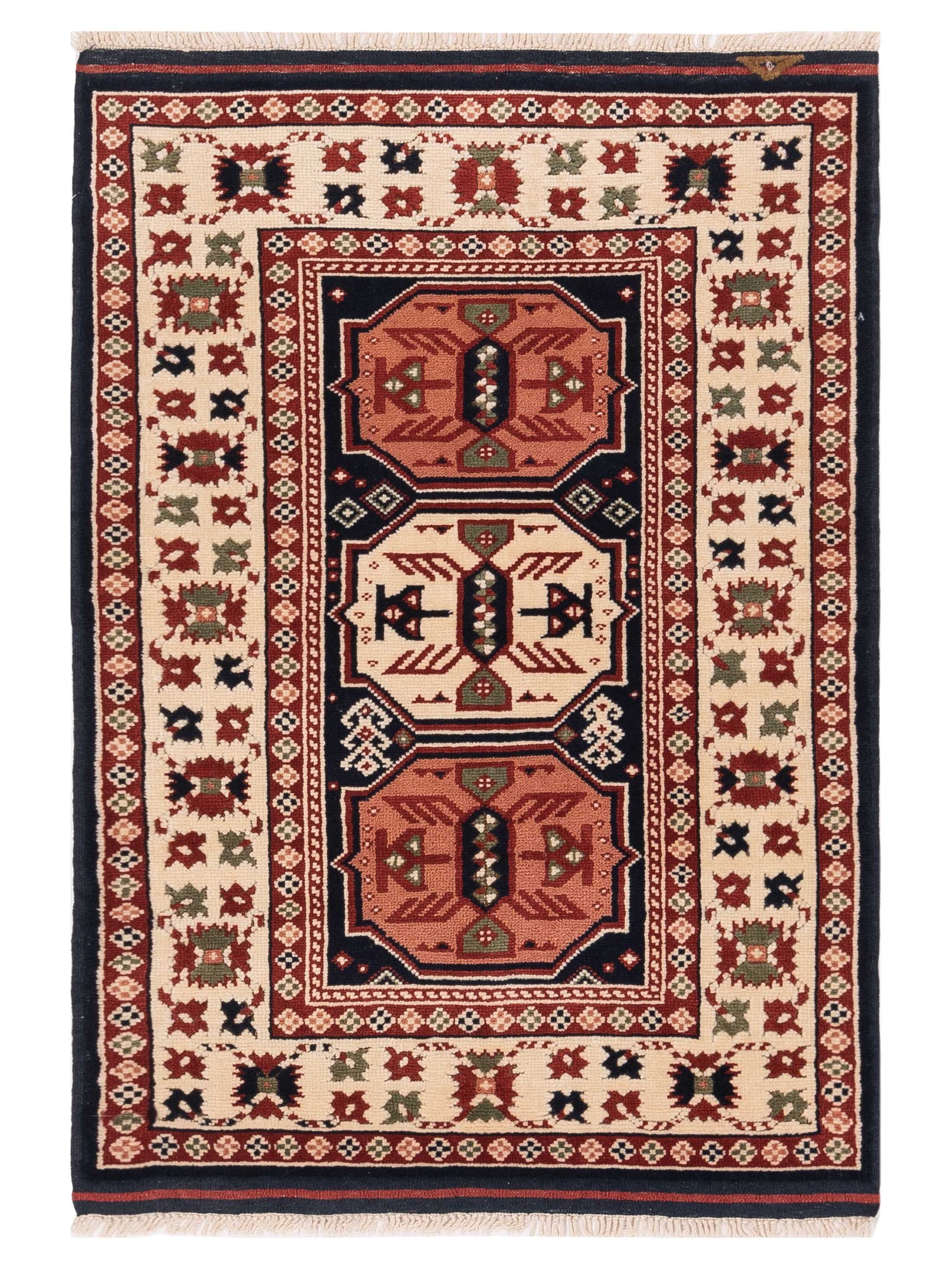 Pasha Turkish Shirwan  Navy Ivory Traditional