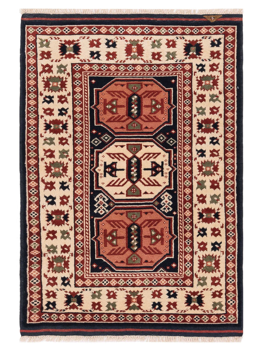 Pasha Turkish Shirwan  Navy Ivory Traditional
