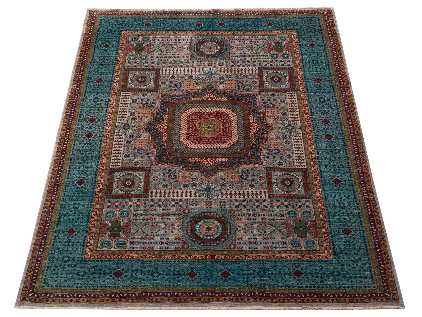 Artisan Mamluk 154731 Gray Blue 5.9x8.3 Hand Knotted Rug