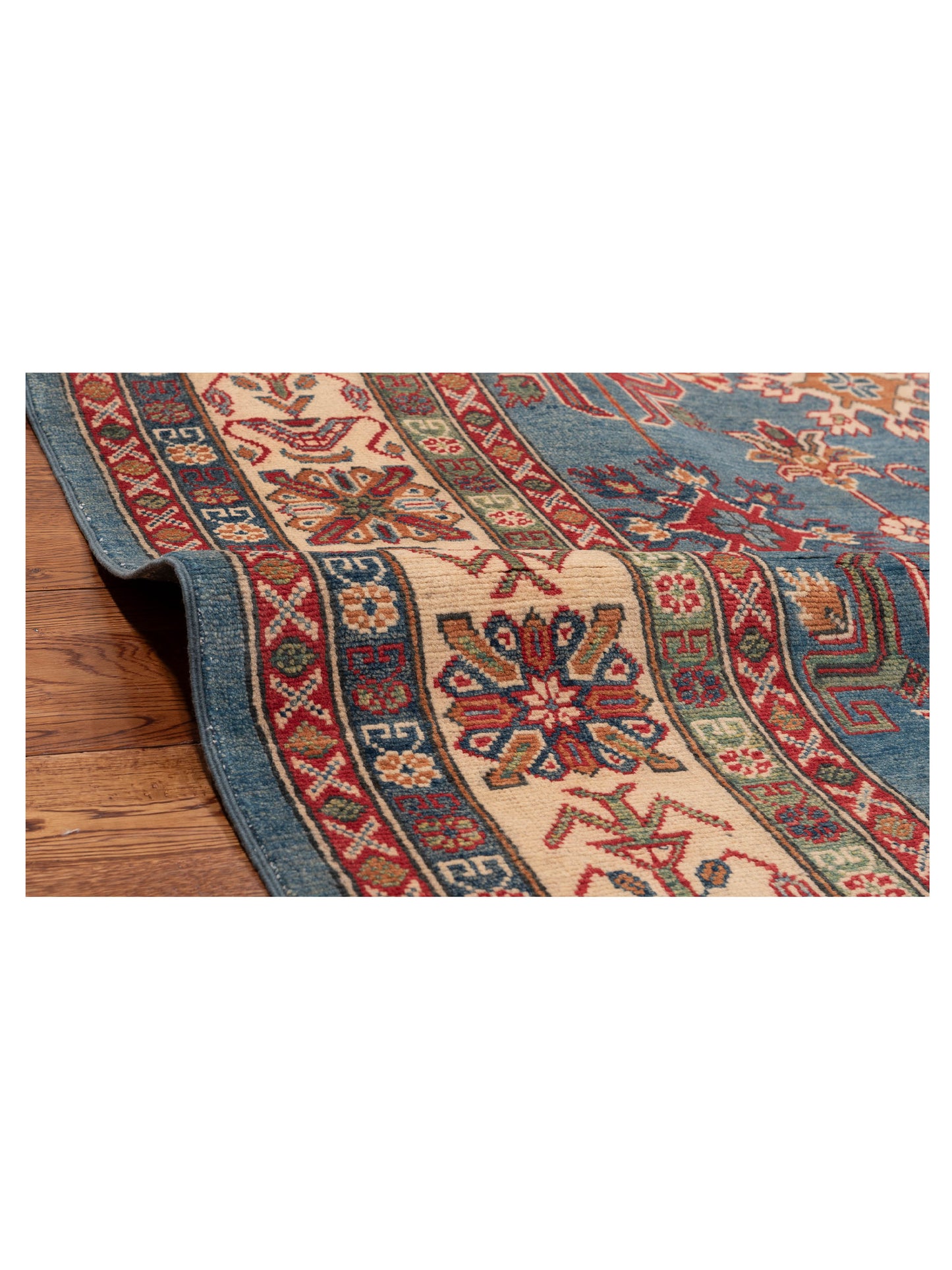 Kazak 151932 Blue Ivory 7.10x9.8 Hand Knotted Rug