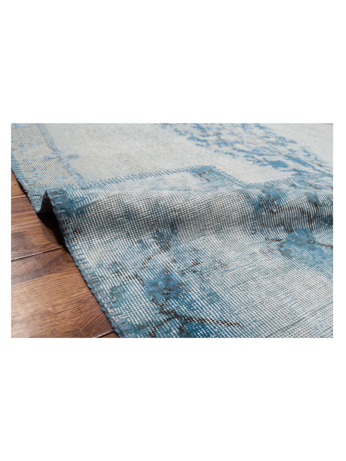 Turkish Vestige Patchwork 146041 Silver Blue 9.10x12 Hand Knotted Rug