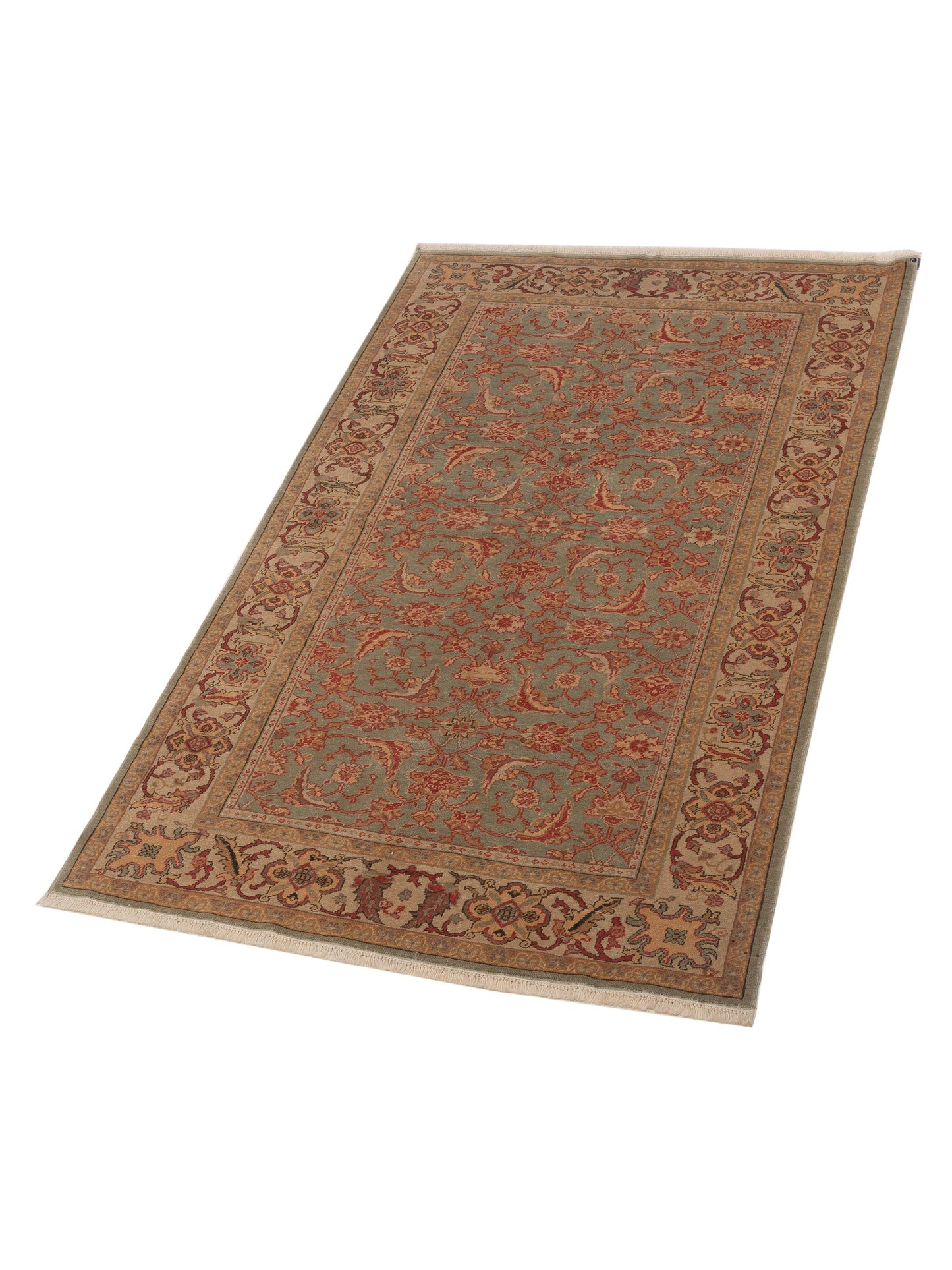 Antique Loom 104544 Green Ivory 5.4x8.4 Hand Knotted Rug