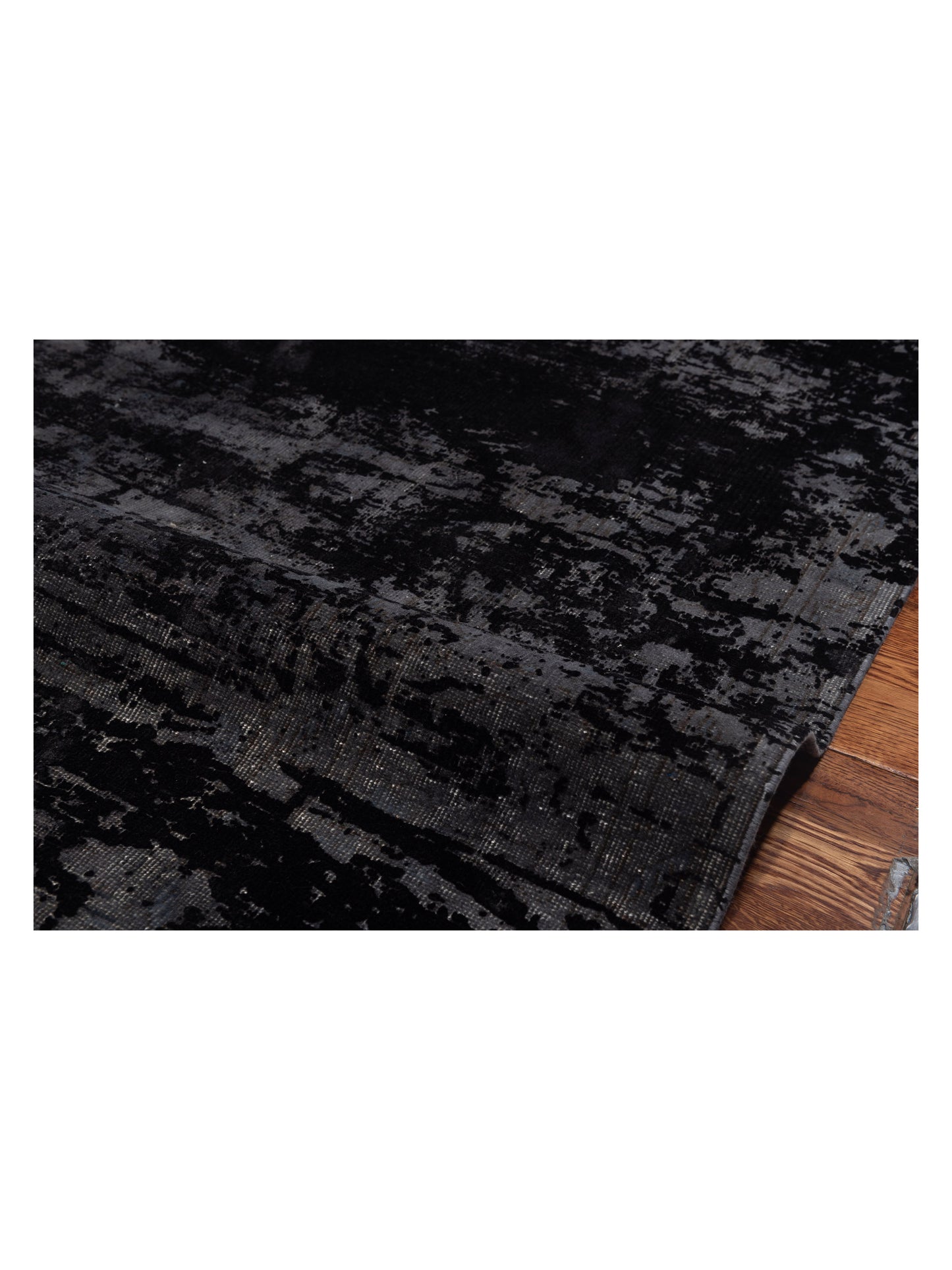 Vintage 111958 Gray Black 6.6x9.5 Hand Knotted Rug