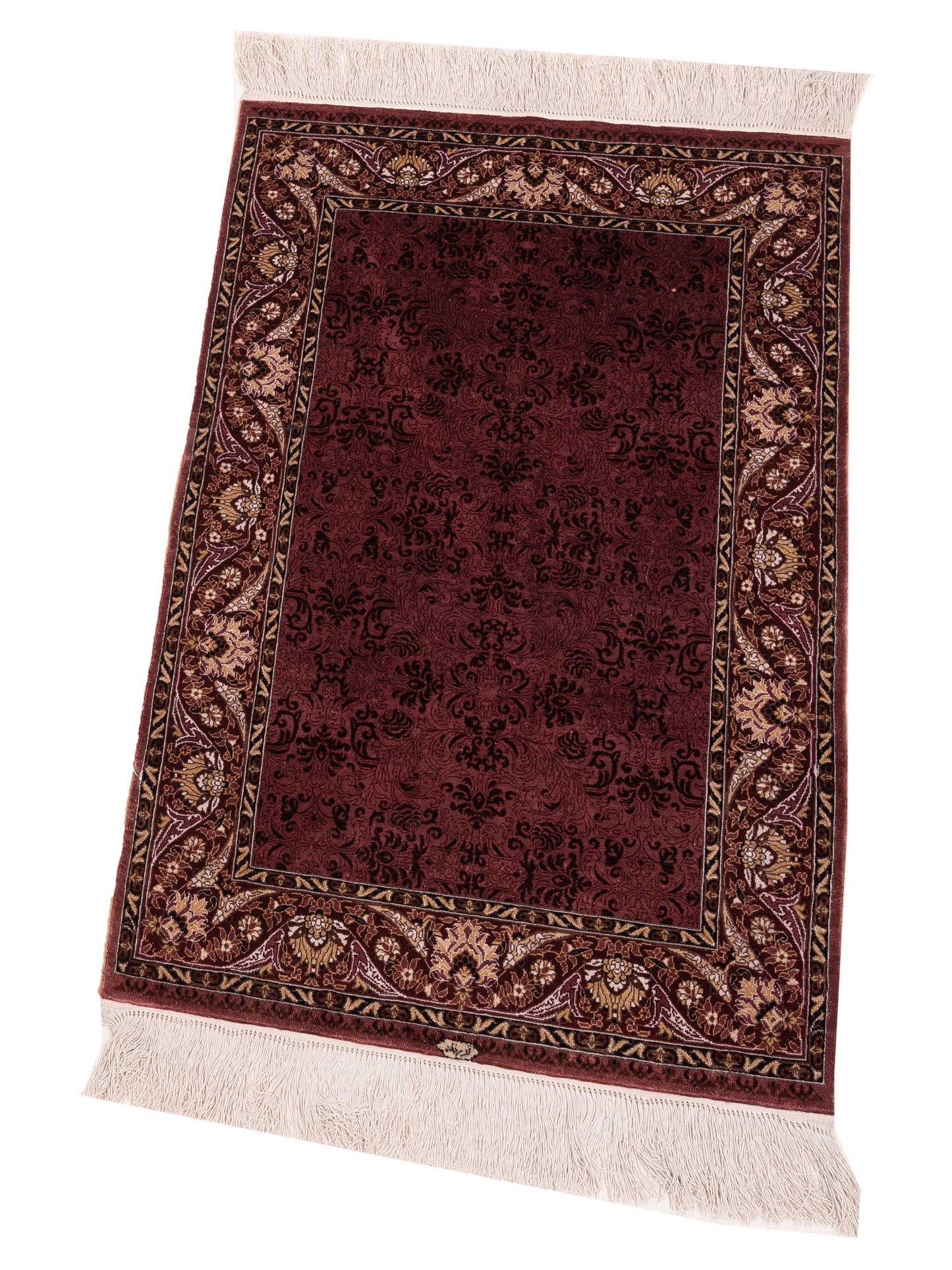 Pure Silk 120738 Burgundy 2x3.4 Hand Knotted Rug