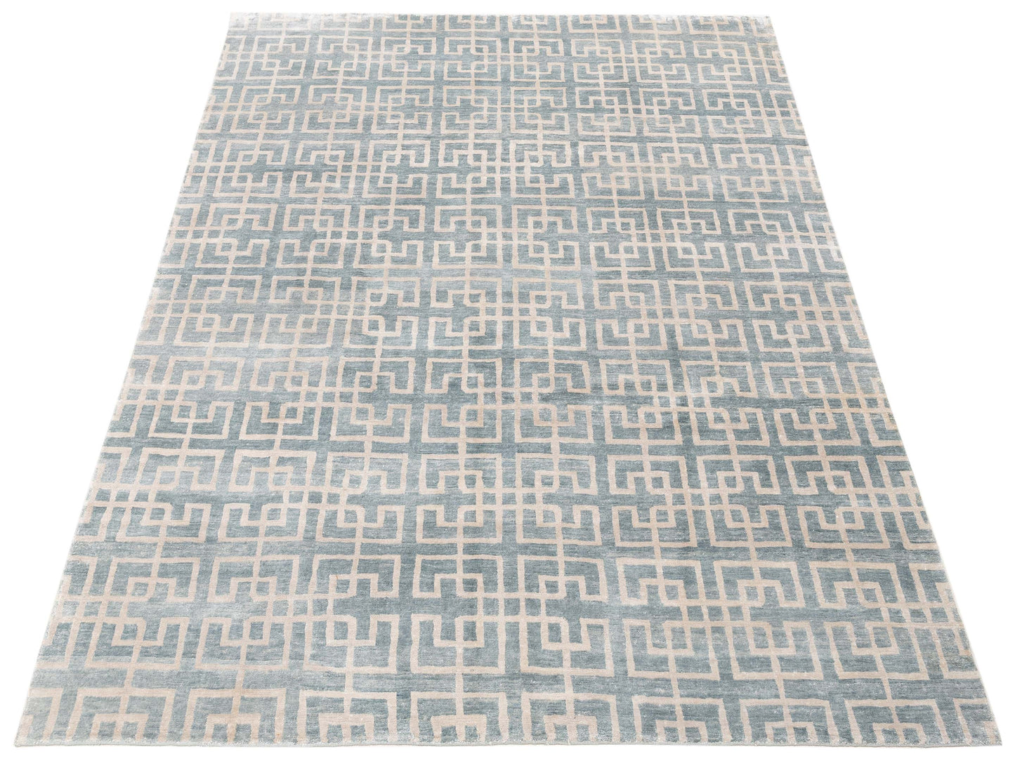 Tibetino 119201 Blue 8x9.8 Hand Knotted Rug