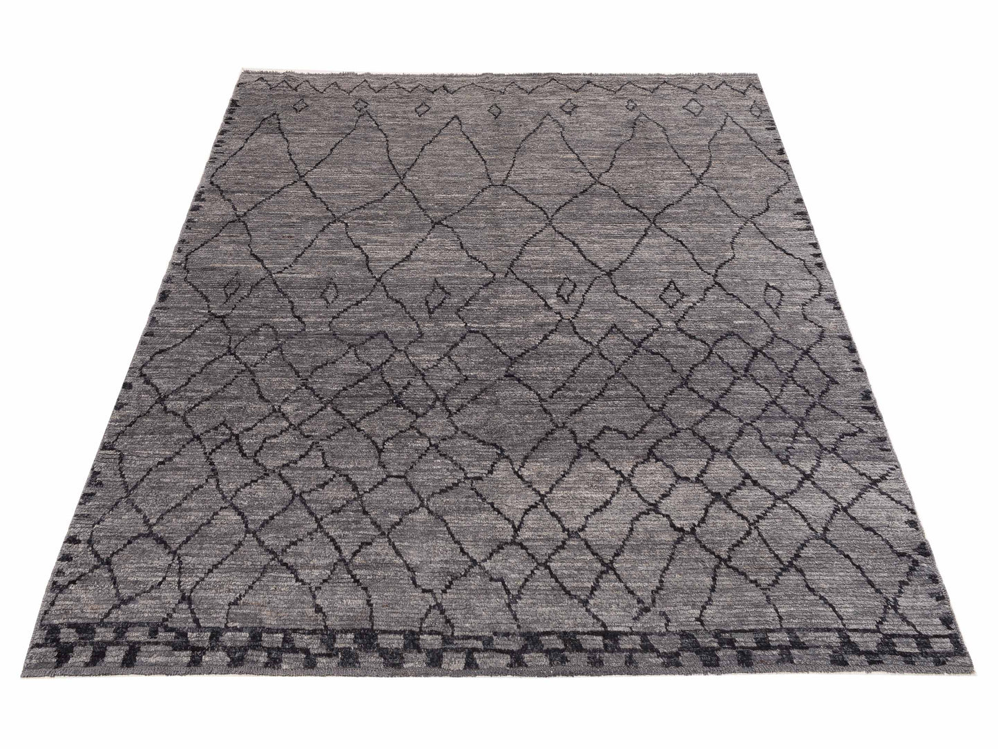Berber Aspendos Gray Black 8.2x11.1 Hand Knotted Rug
