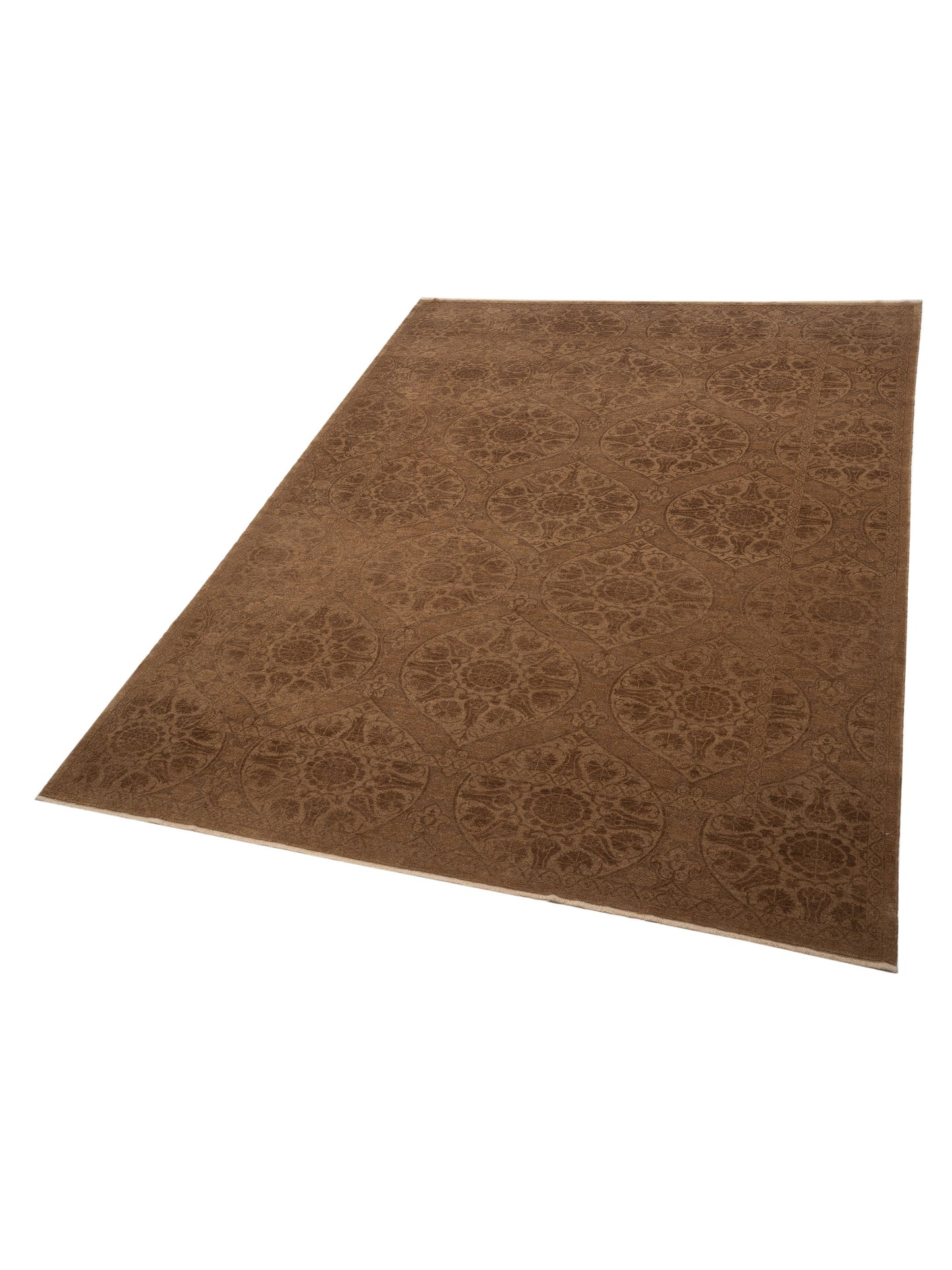 Defne Lotus Brown Dark Brown 10.6x13.8 Hand Knotted Rug