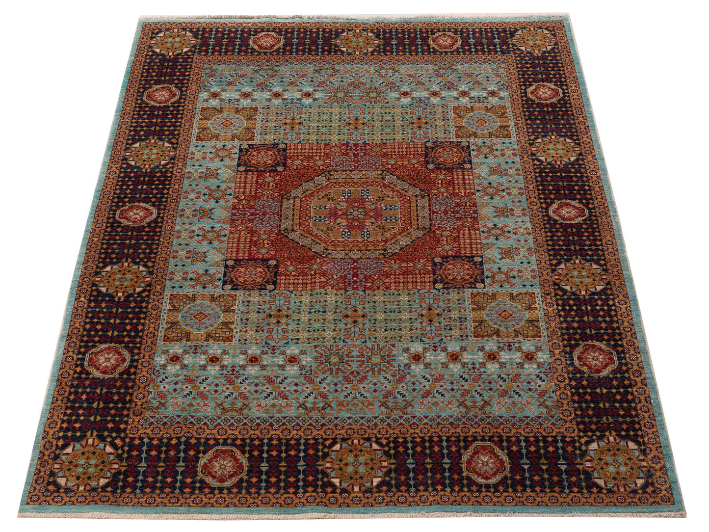 Artisan Mamluk 154730 Blue Blue 5.9x7.10 Hand Knotted Rug