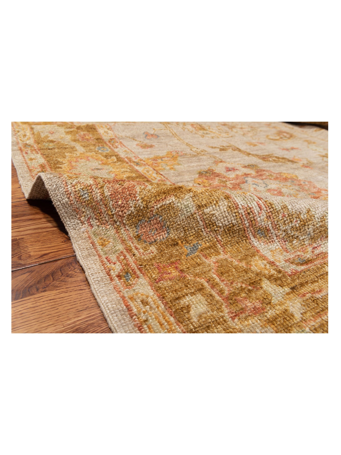 Angora Oushak 147000 Beige Mustard 5.11x11.4 Hand Knotted Rug