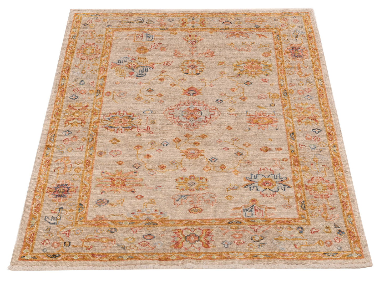 Angora Oushak 146551 Ivory Silver 5x6.7 Hand Knotted Rug