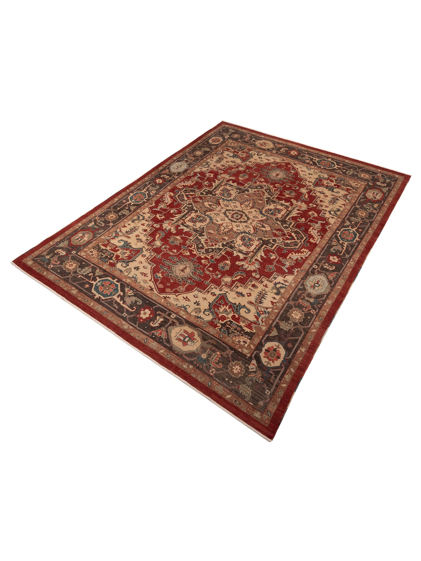 Angora Oushak 129835 Red Dark Brown 13x16.10 Hand Knotted Rug