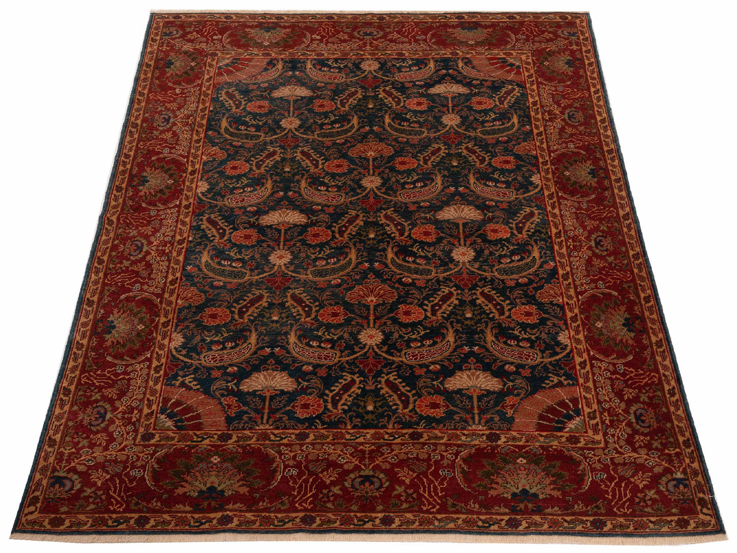 Antique Loom 147377 Blue Red 6.8x7.10 Hand Knotted Rug