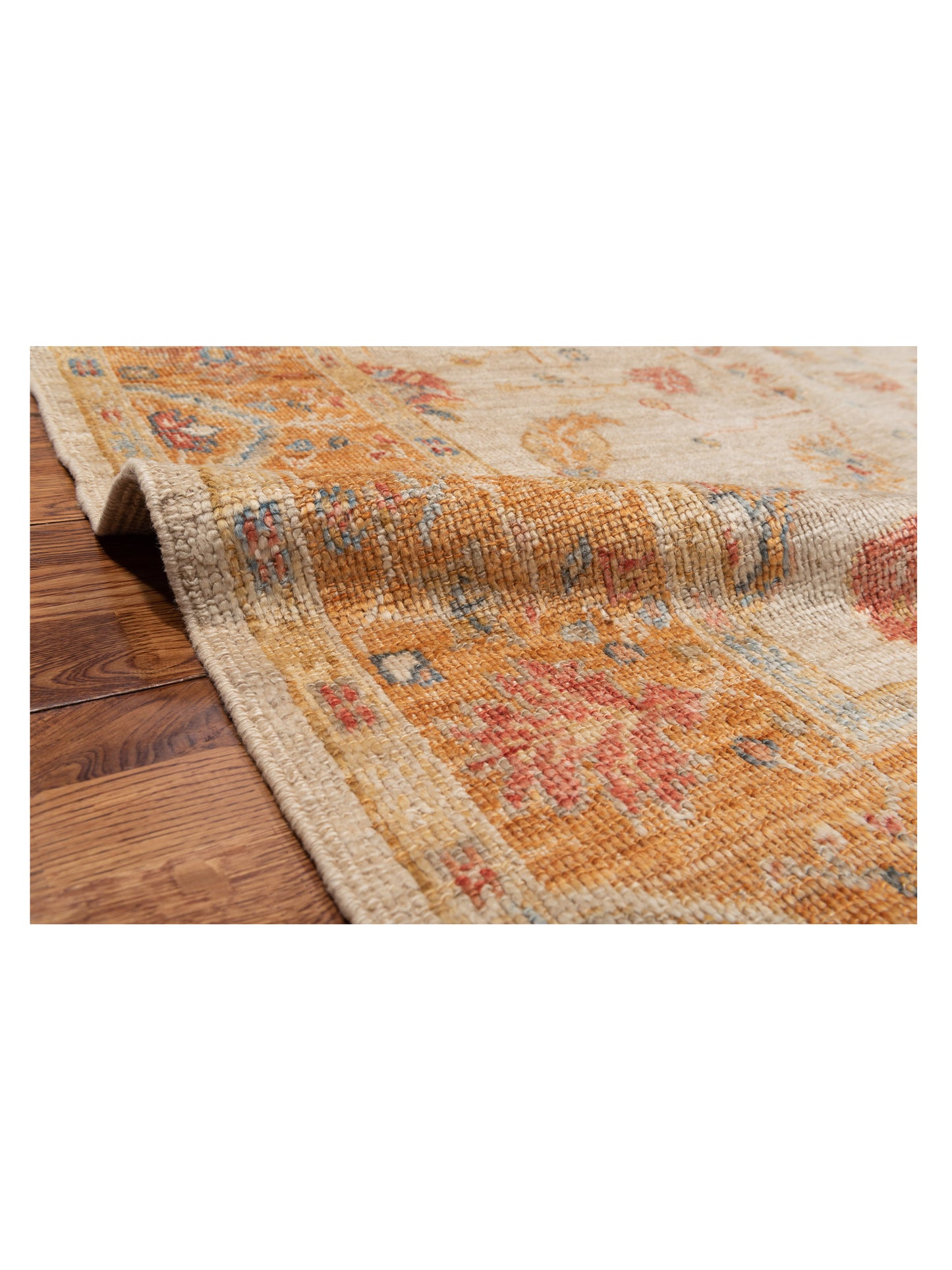 Angora Oushak 133248 Ivory Orange 6.3x12.3 Hand Knotted Rug