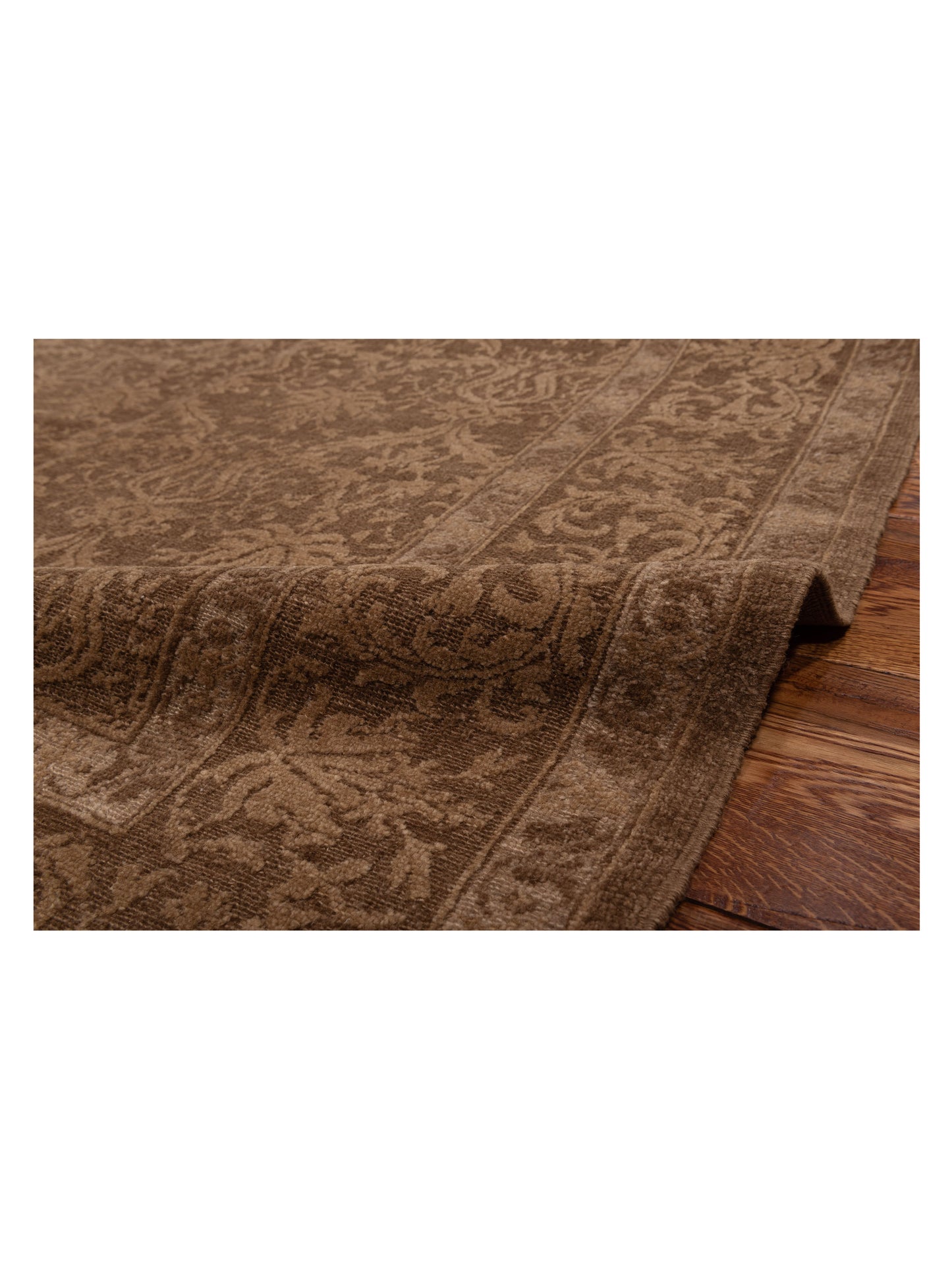 Defne Begonia Dark Brown Light Brown 6.3x9 Hand Knotted Rug