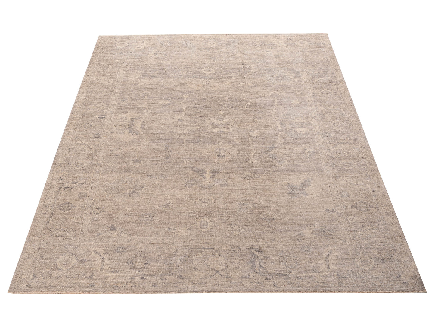 Angora Oushak 156017 Gray Gray 9.2x11.11 Hand Knotted Rug