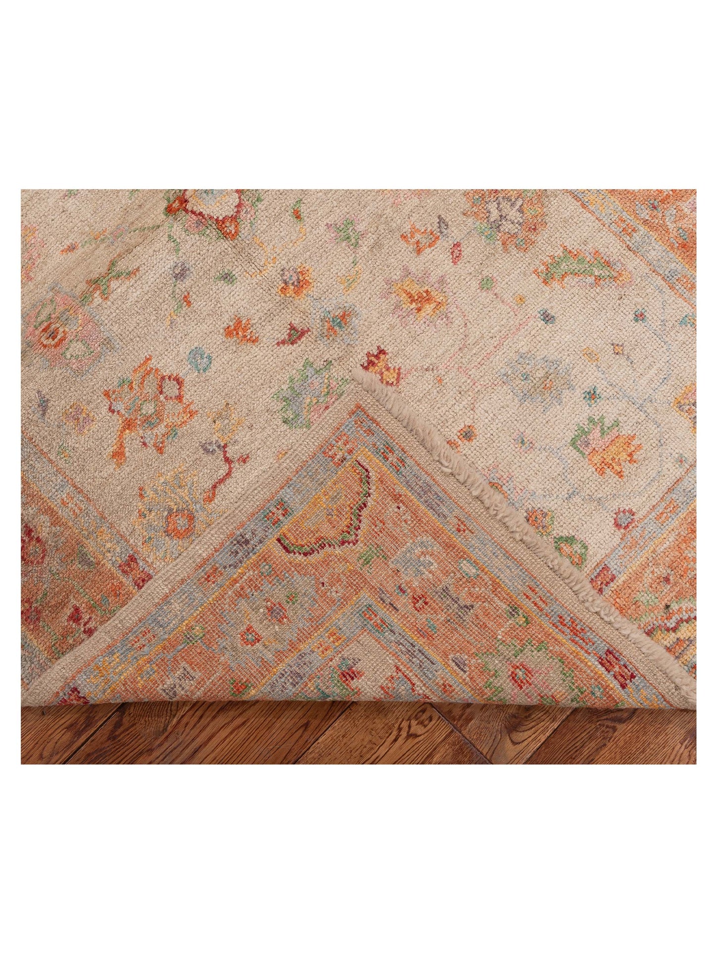 Angora Oushak 152444 Beige Orange 3.11x6.1 Hand Knotted Rug
