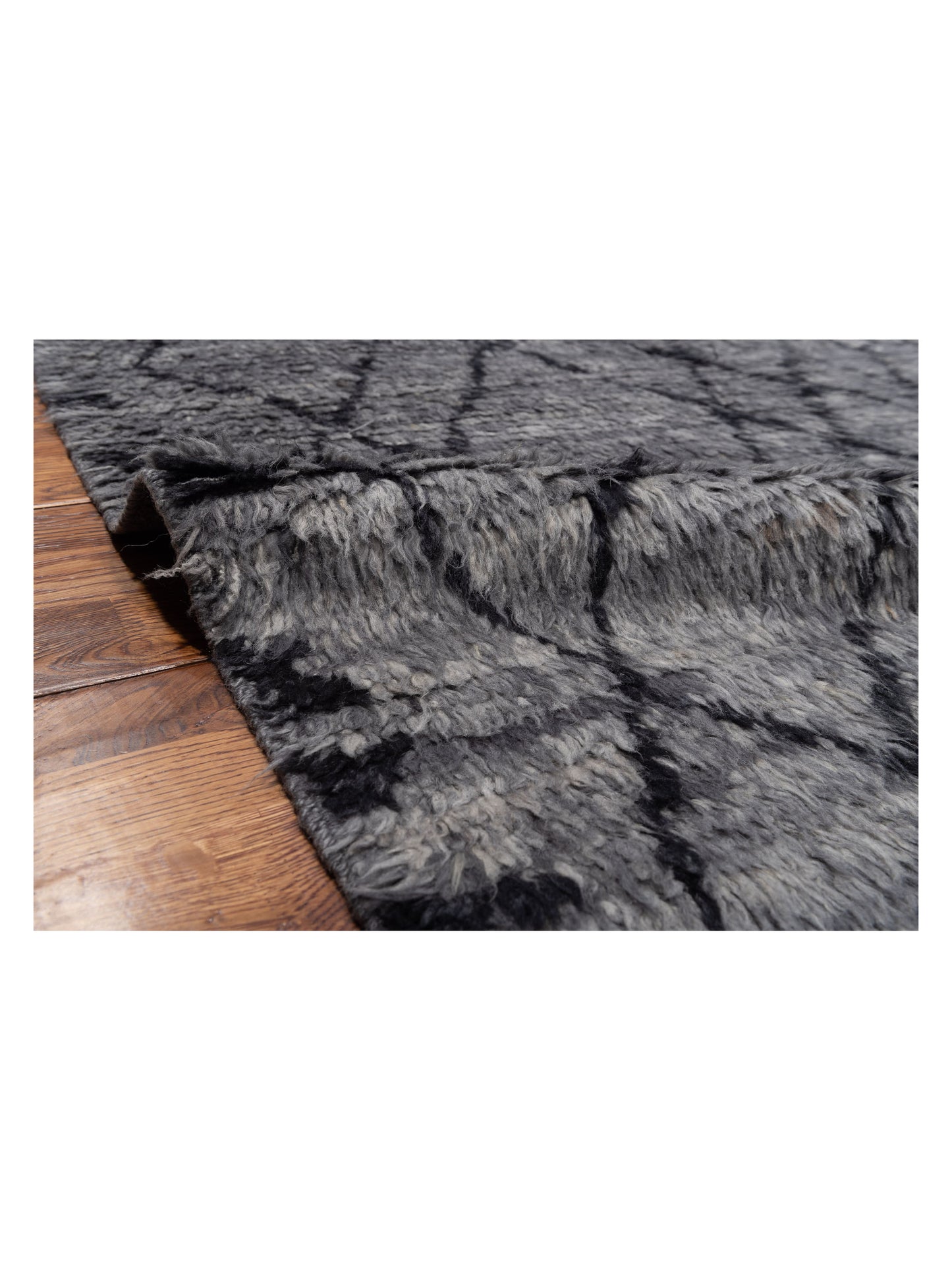 Berber Aspendos Gray Black 9.3x13.4 Hand Knotted Rug