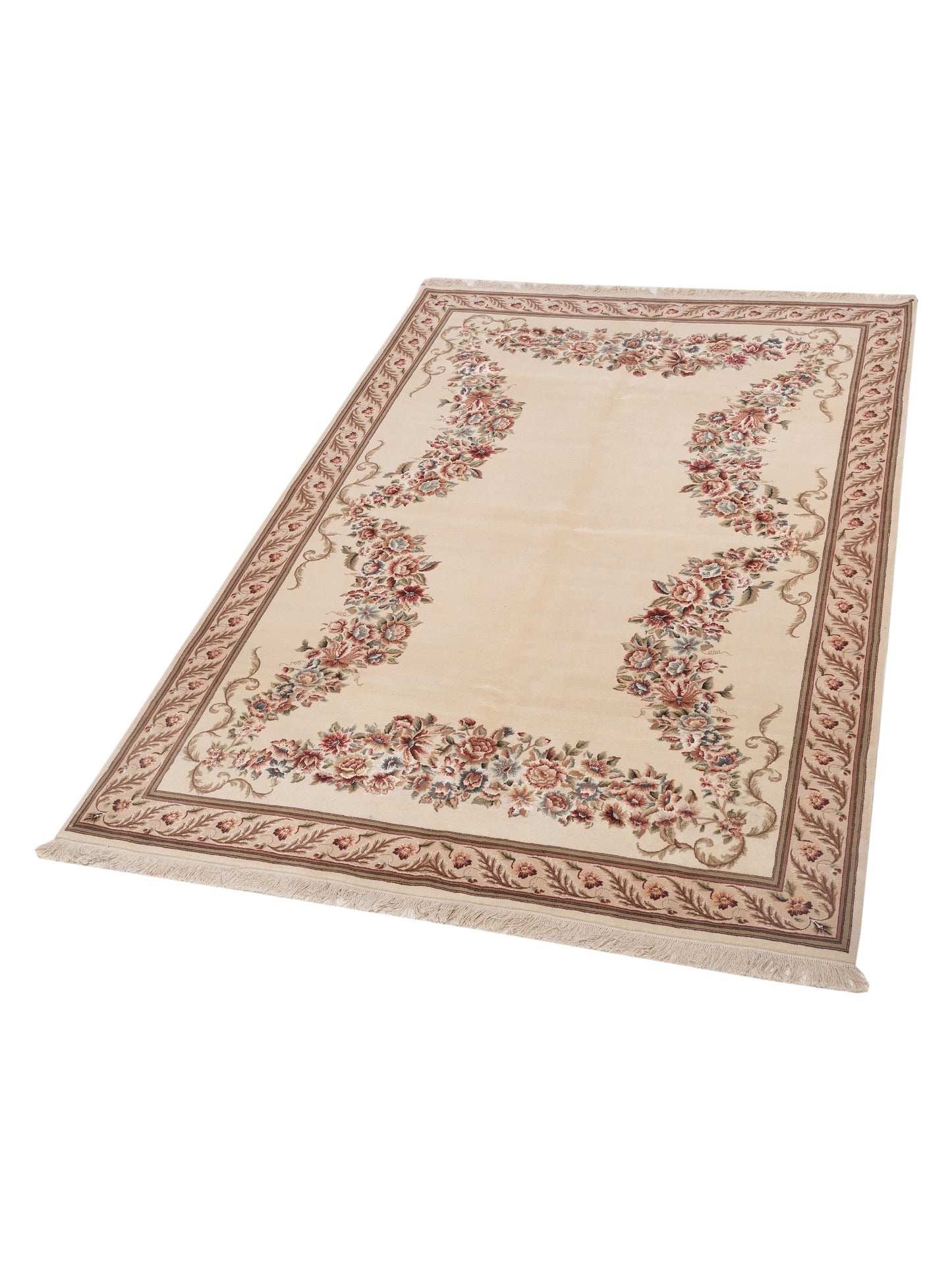 Magnolia Silk 89884 Ivory Beige 6.7x9.6 Hand Knotted Rug