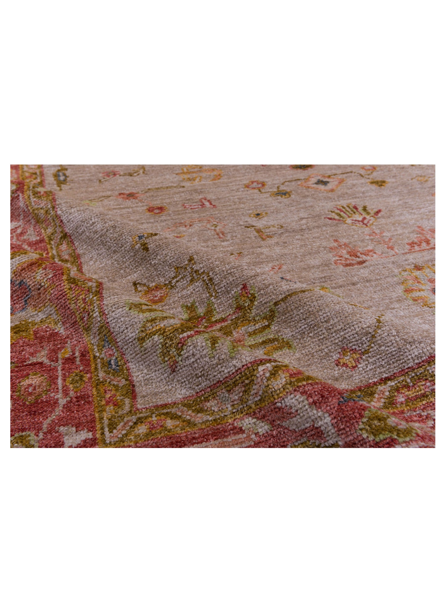 Angora Oushak 144593 Silver Red 6.4x12.6 Hand Knotted Rug