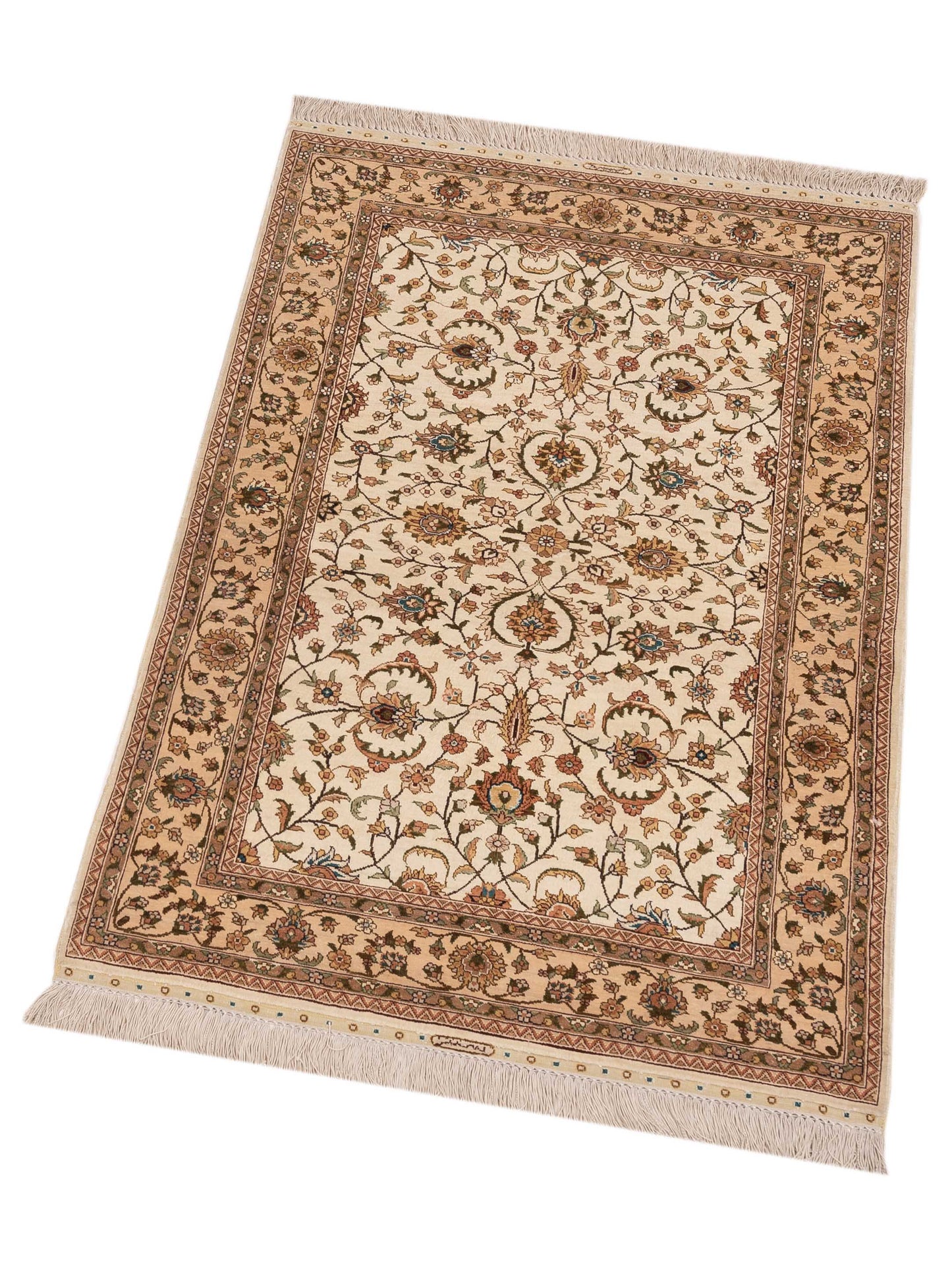 Pure Silk 114521 Ivory Gold 2.7x4 Hand Knotted Rug
